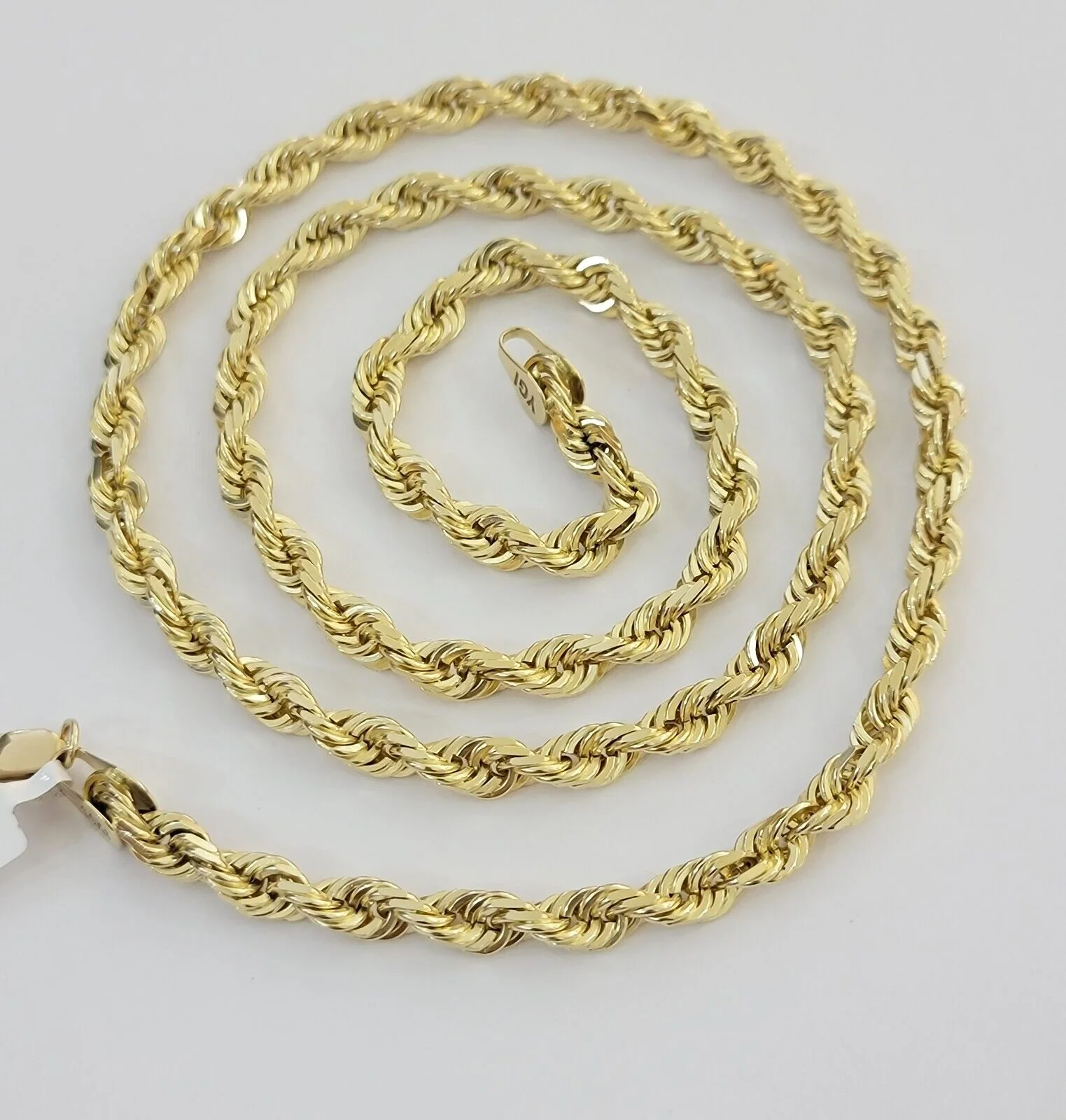 Real Solid 10k Rope Necklace 6mm Chain 18"-30" Inch 10kt Yellow Gold Diamond Cut - Image 6