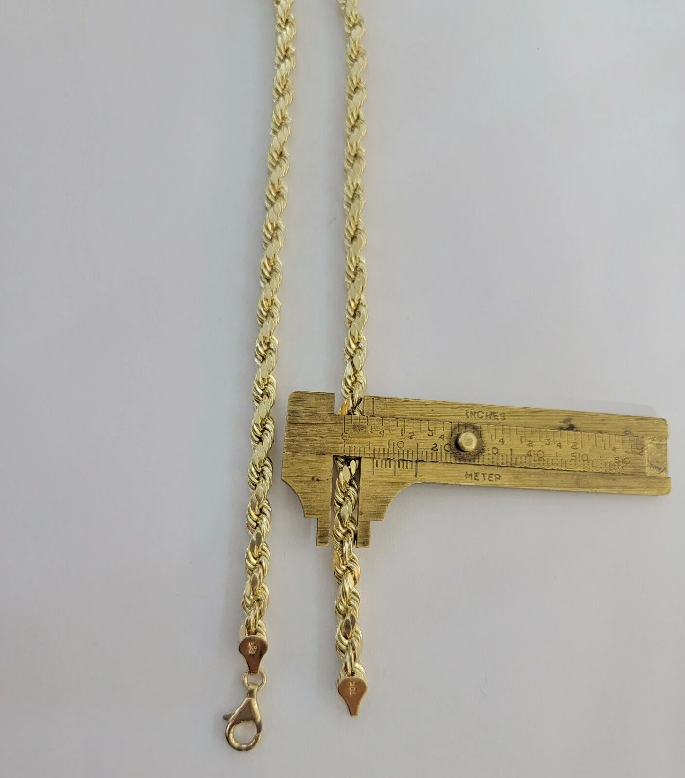 Real Solid 10k Rope Necklace 6mm Chain 18"-30" Inch 10kt Yellow Gold Diamond Cut - Image 7