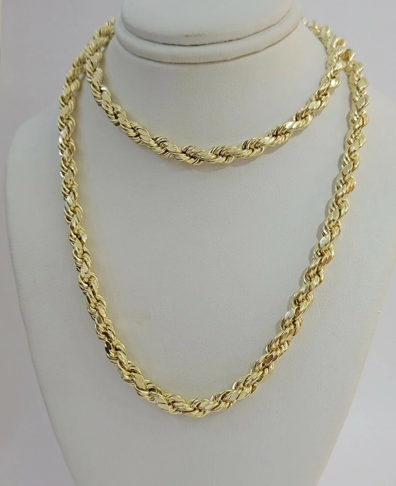 Real Solid 10k Rope Necklace 6mm Chain 18"-30" Inch 10kt Yellow Gold Diamond Cut - Image 8