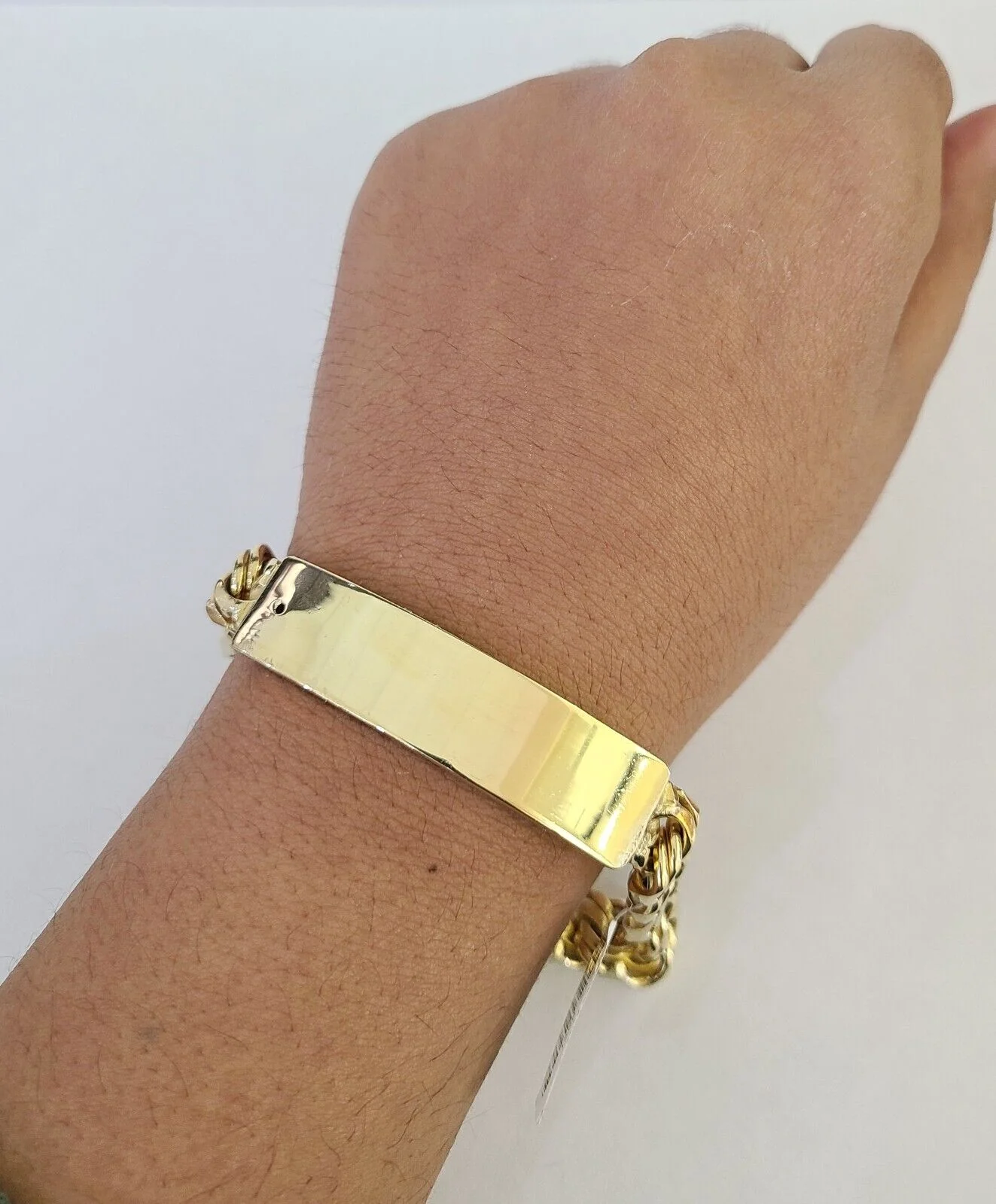 Real Solid 10kt Gold Chino ID Bracelet Mens 10mm 8'' Inch Thick Name Plate 10k - Image 4