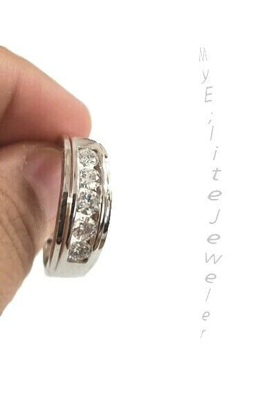 REAL solid 14k Gold Diamond Mens Band Engagement Wedding 1 CT Ring White Yellow Ring Sizes 6,7,8,9,10,11 & 12 - Image 8