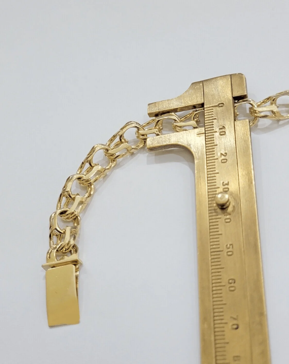 Real Solid 14kt Yellow Gold Chino ID Mens Name Plate Bracelet 10mm 8 Inches SALE - Image 4