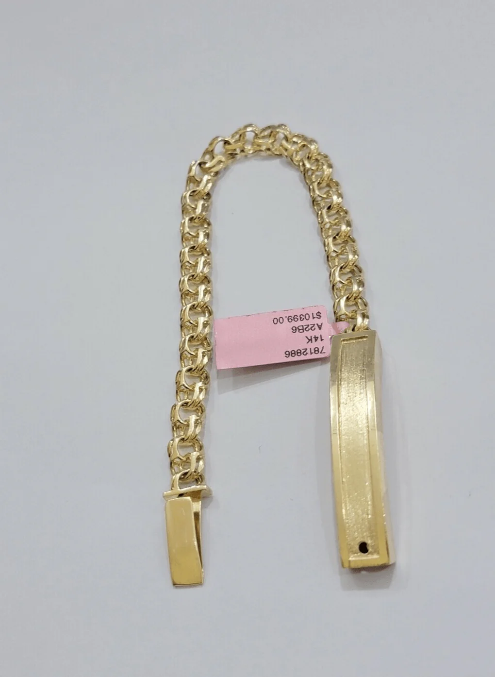 Real Solid 14kt Yellow Gold Chino ID Men's Name Plate Bracelet 8mm 8 Inches SALE - Image 6