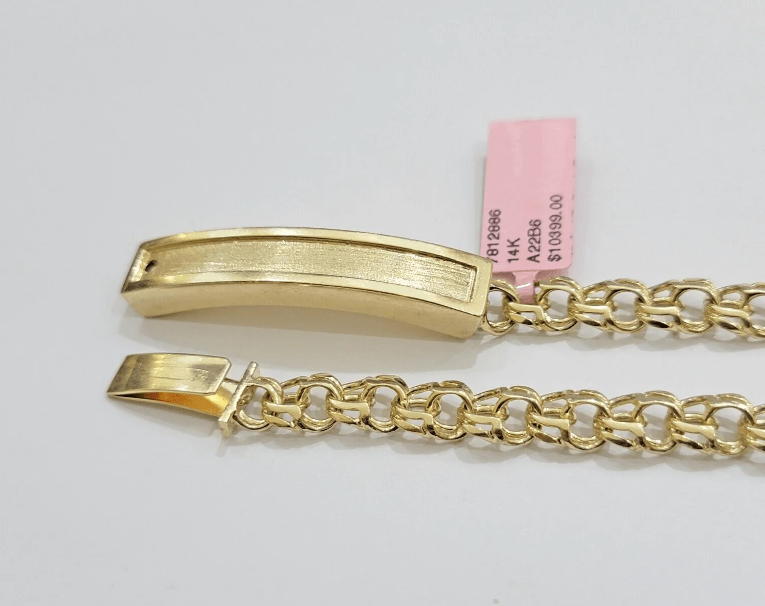 Real Solid 14kt Yellow Gold Chino ID Men's Name Plate Bracelet 8mm 8 Inches SALE - Image 7