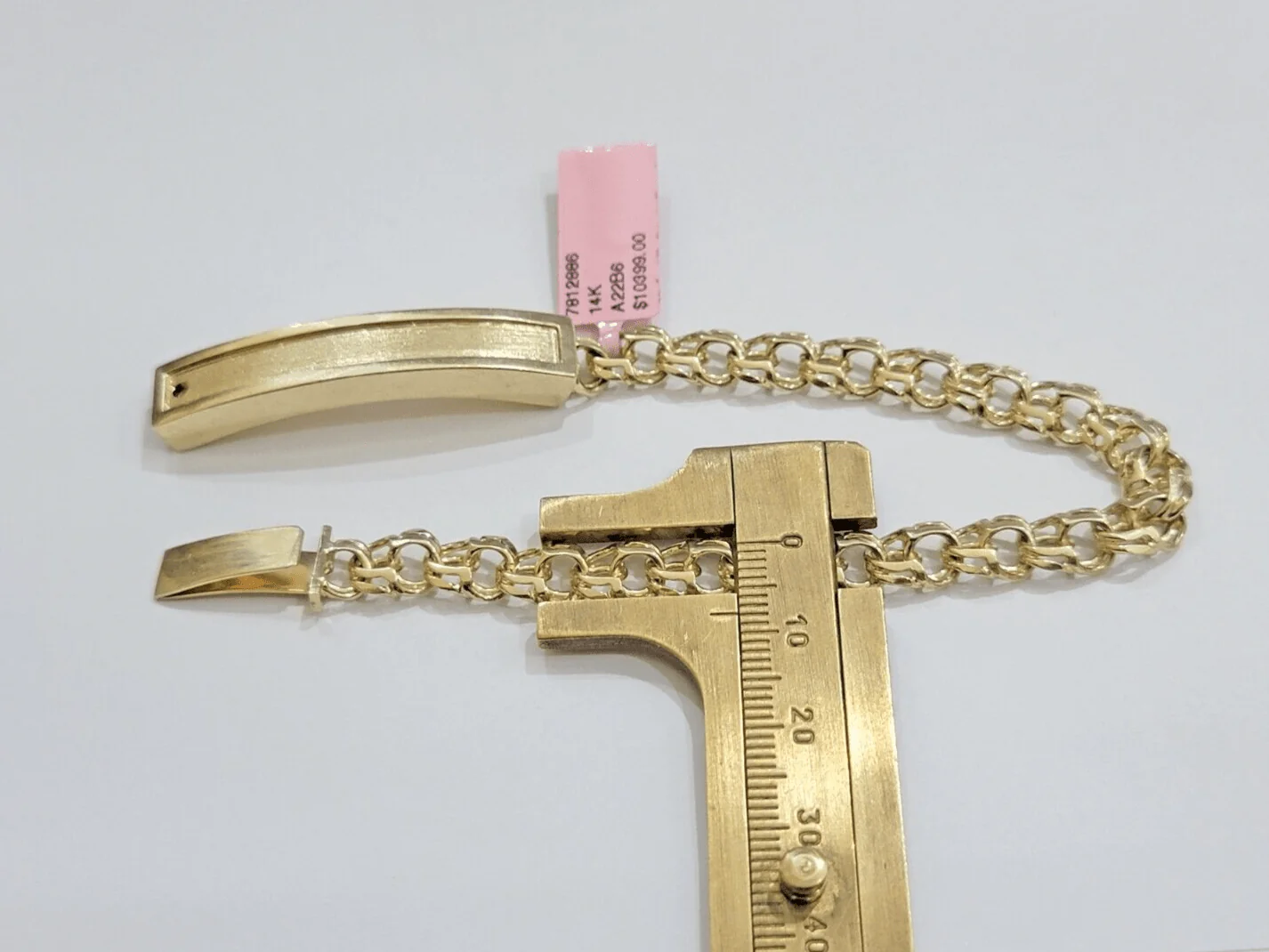 Real Solid 14kt Yellow Gold Chino ID Men's Name Plate Bracelet 8mm 8 Inches SALE - Image 8