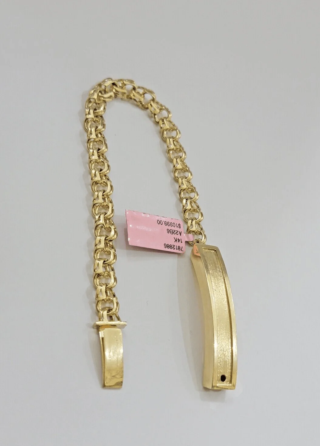 Real Solid 14kt Yellow Gold Chino ID Men's Name Plate Bracelet 8mm 8 Inches SALE - Image 9