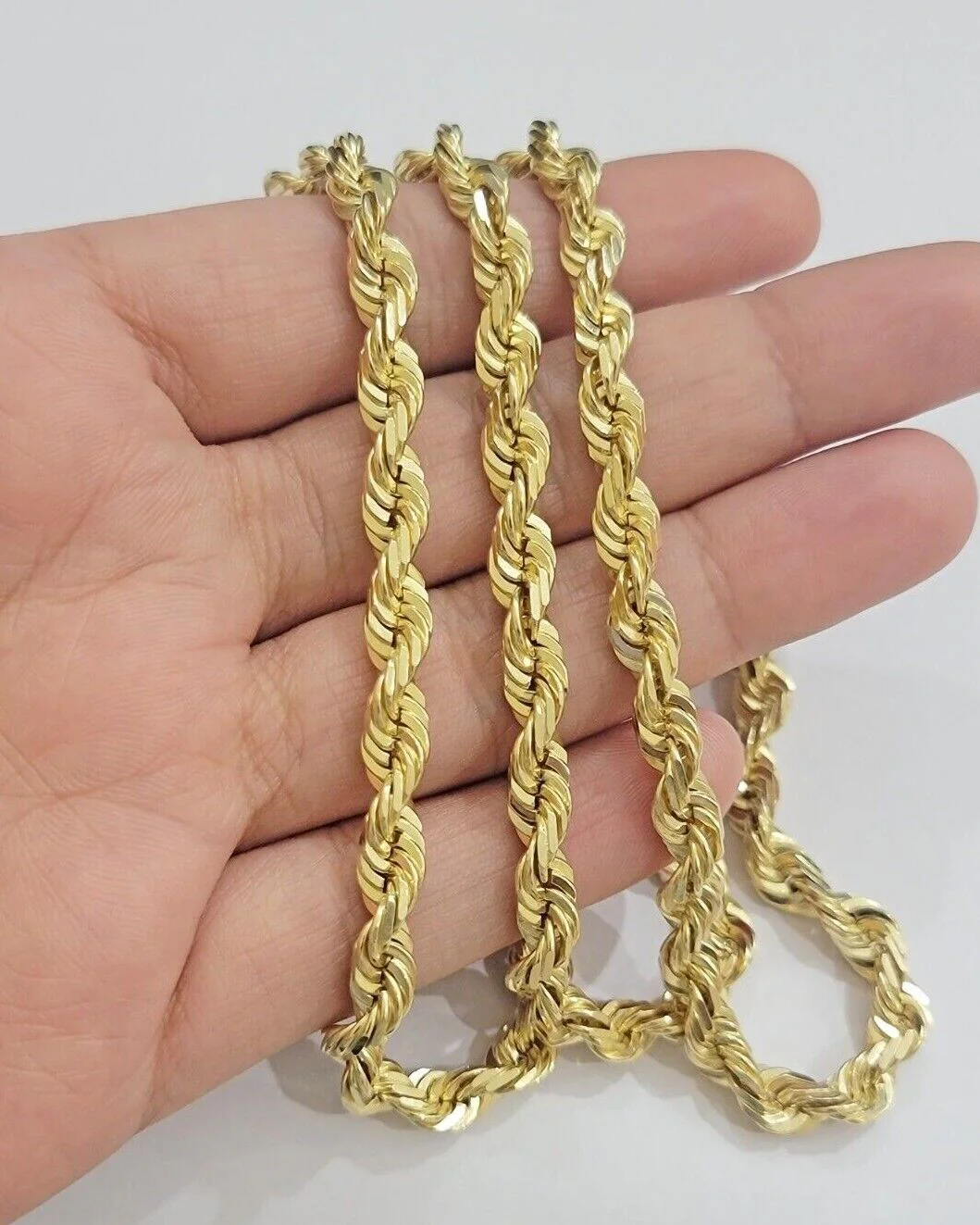 Real Solid Gold 14k Rope Chain Necklace 6mm 20-26" Inch Yellow Diamond Cut SALE - Image 6