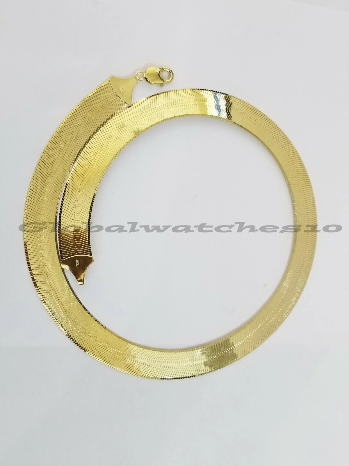 REAL10k 15mm Yellow Gold Herring Bone Chain Necklace 20" Lobster lock Men Women - Image 4