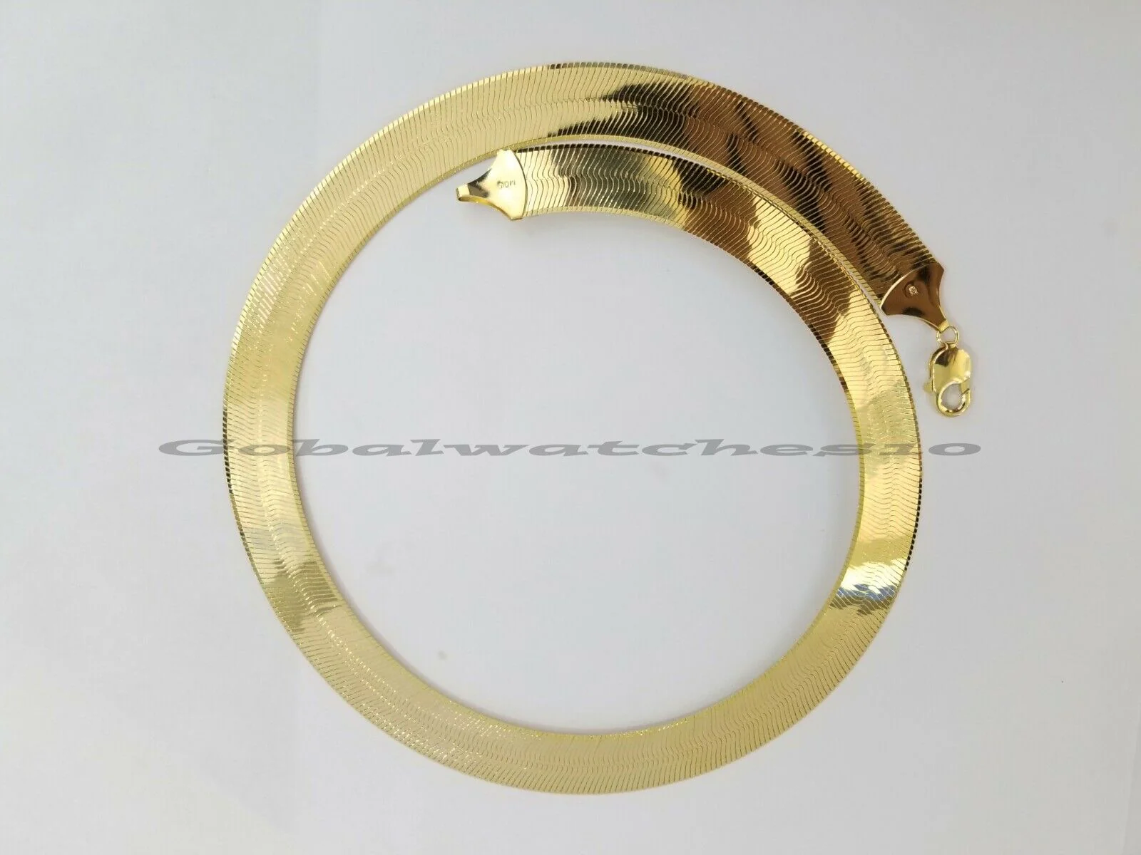 REAL10k 15mm Yellow Gold Herring Bone Chain Necklace 20" Lobster lock Men Women - Image 6