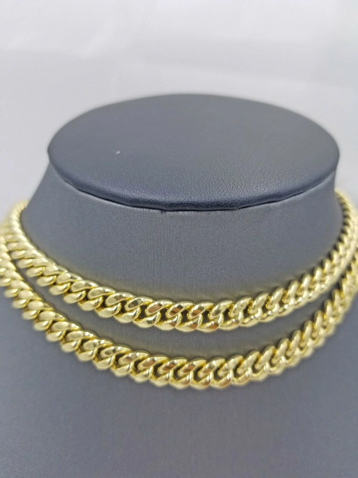 Real10K Yellow Gold Miami Cuban 7mm Chain Necklace Strong Box Lock 22 Inch Mens - Image 3