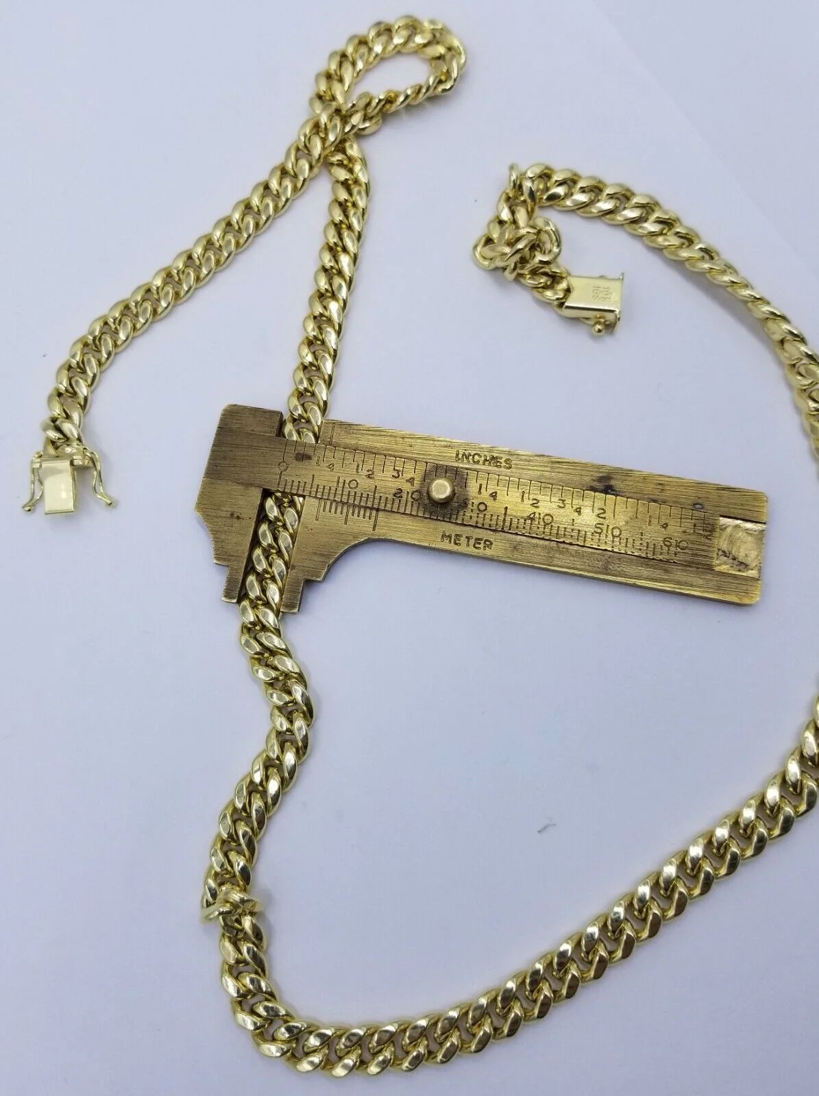 Real10K Yellow Gold Miami Cuban 7mm Chain Necklace Strong Box Lock 22 Inch Mens - Image 5