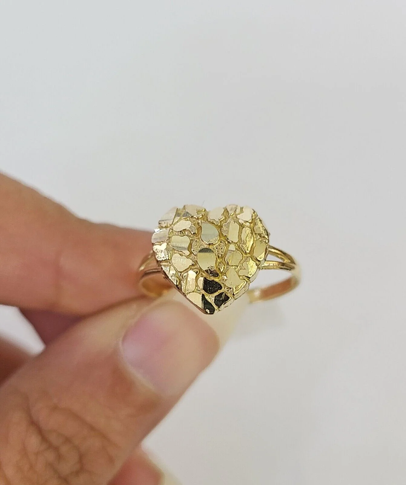 Ring 10k Nugget Heart Ring Yellow Gold REAL Genuine Ladies All Sizes - Image 7