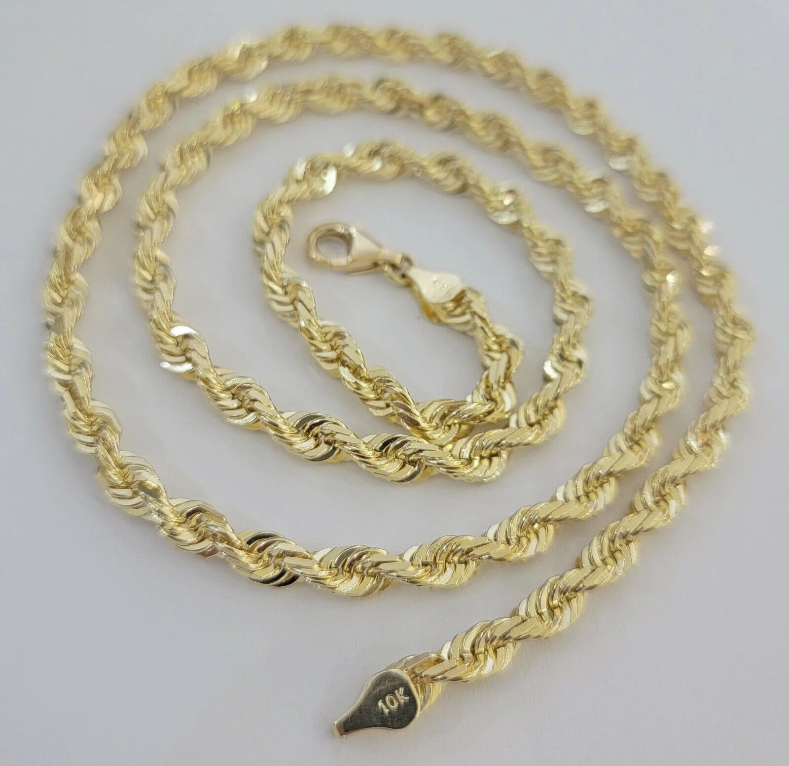 Rope Chain Necklace 5mm REAL 10kt Yellow Gold Solid link Diamond Cuts 22" Inch - Image 3