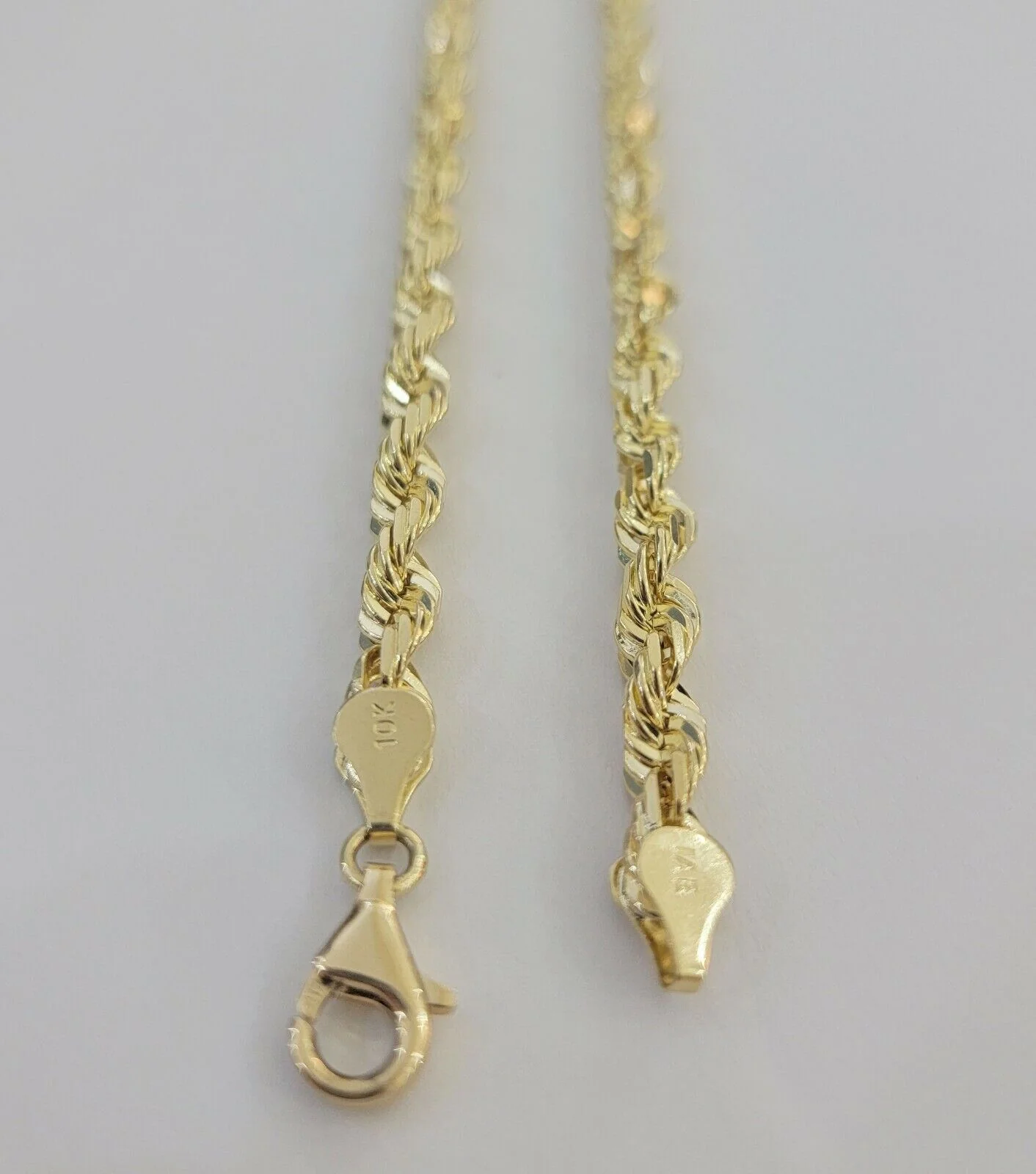 Rope Chain Necklace 5mm REAL 10kt Yellow Gold Solid link Diamond Cuts 22" Inch - Image 6