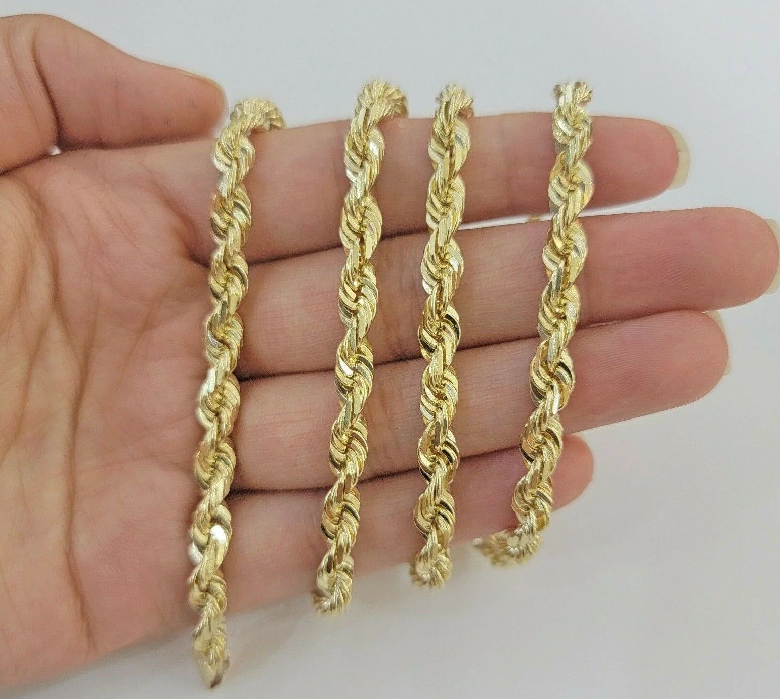 Rope Chain Necklace 5mm REAL 10kt Yellow Gold Solid link Diamond Cuts 22" Inch - Image 7