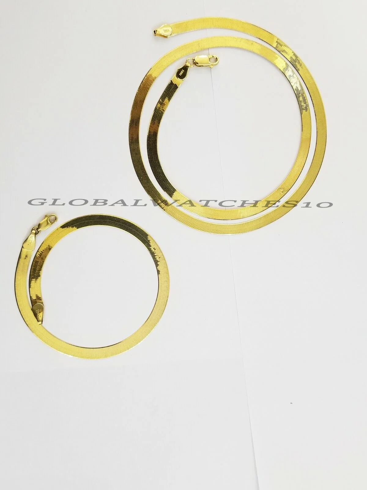 Solid 10K Gold 5mm-15mm Herringbone Necklace Bracelet 16-24" Chain Yellow Gold - Image 6