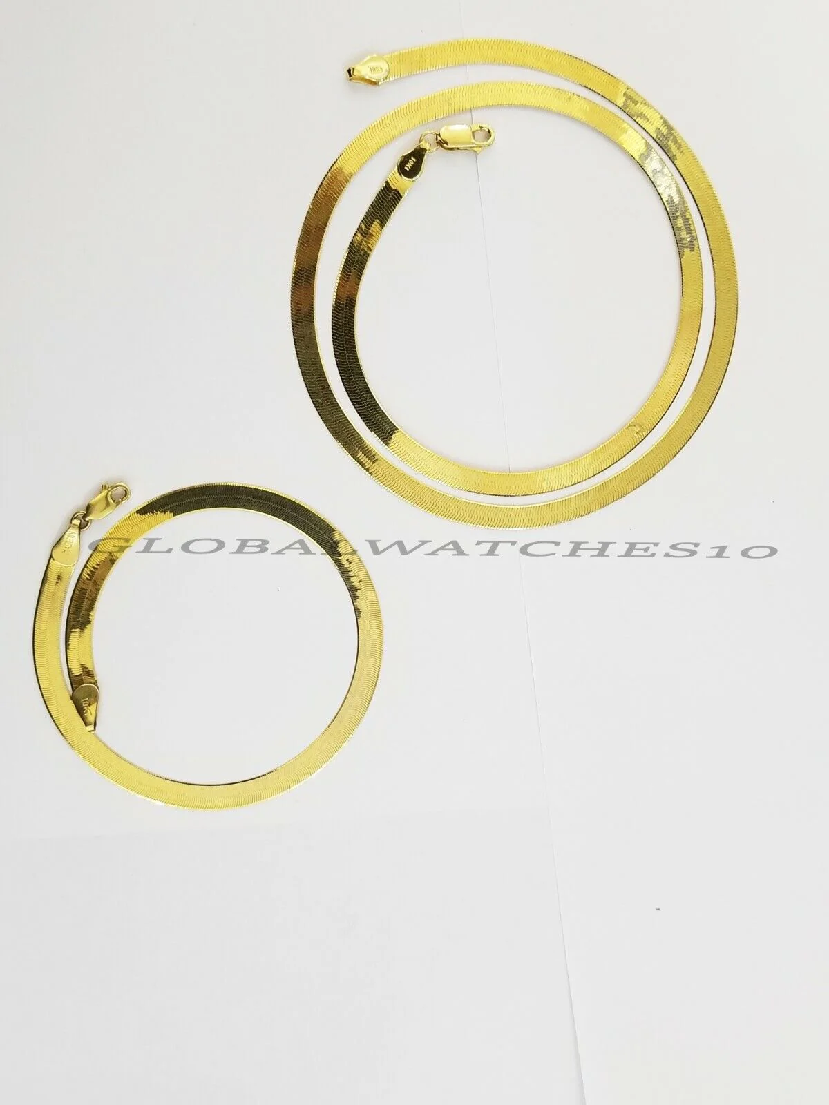 Solid 10K Gold 5mm-15mm Herringbone Necklace Bracelet 16-24" Chain Yellow Gold - Image 7