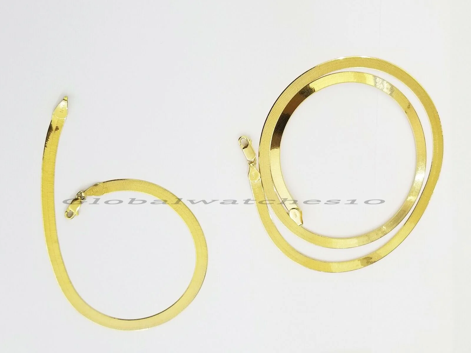 Solid 10K Gold 5mm-15mm Herringbone Necklace Bracelet 16-24" Chain Yellow Gold - Image 9