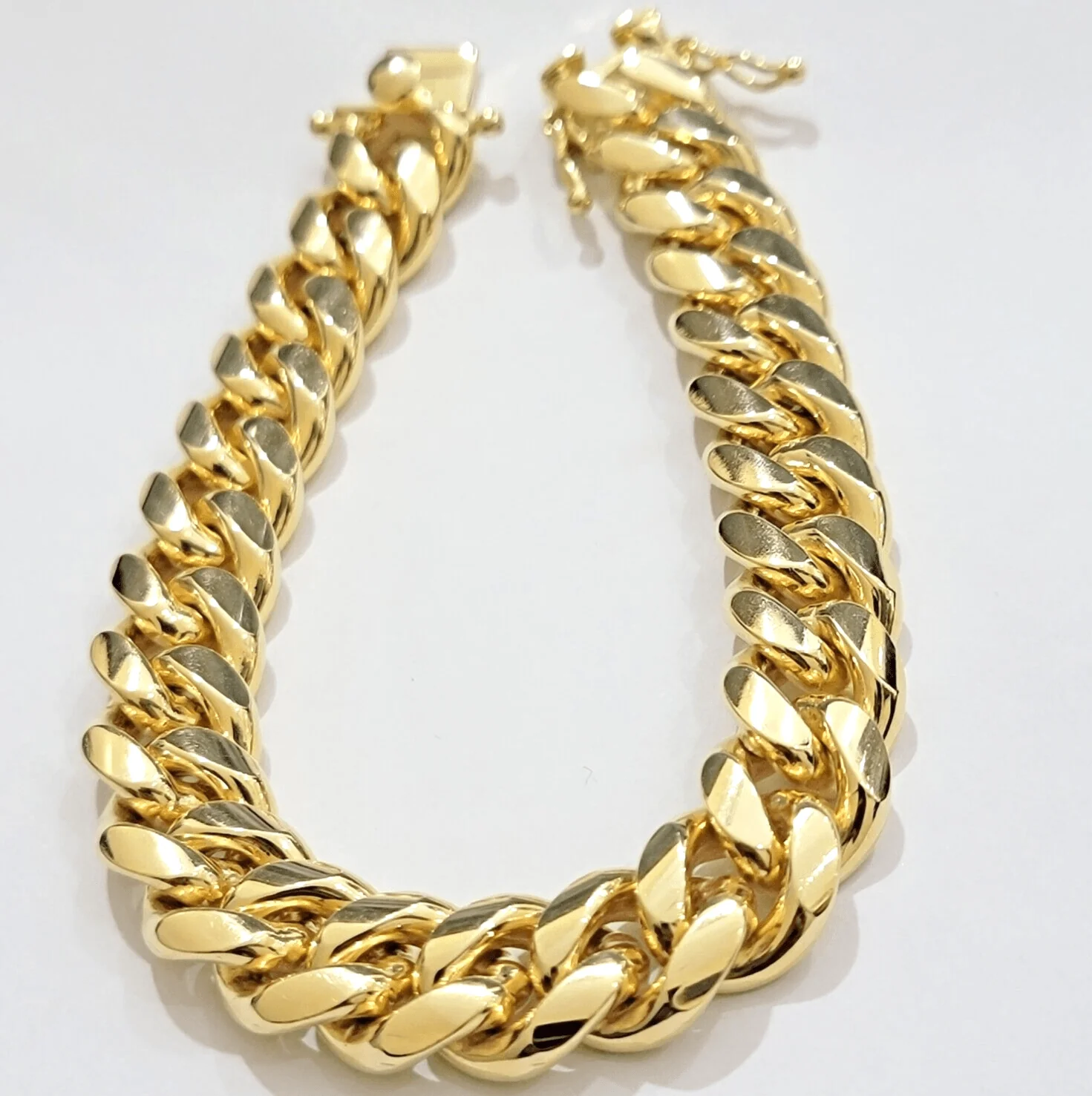Solid 10k Gold Bracelet 12mm Miami Cuban Link 9 Inch Box Clasp Mens REAL 10KT - Image 3