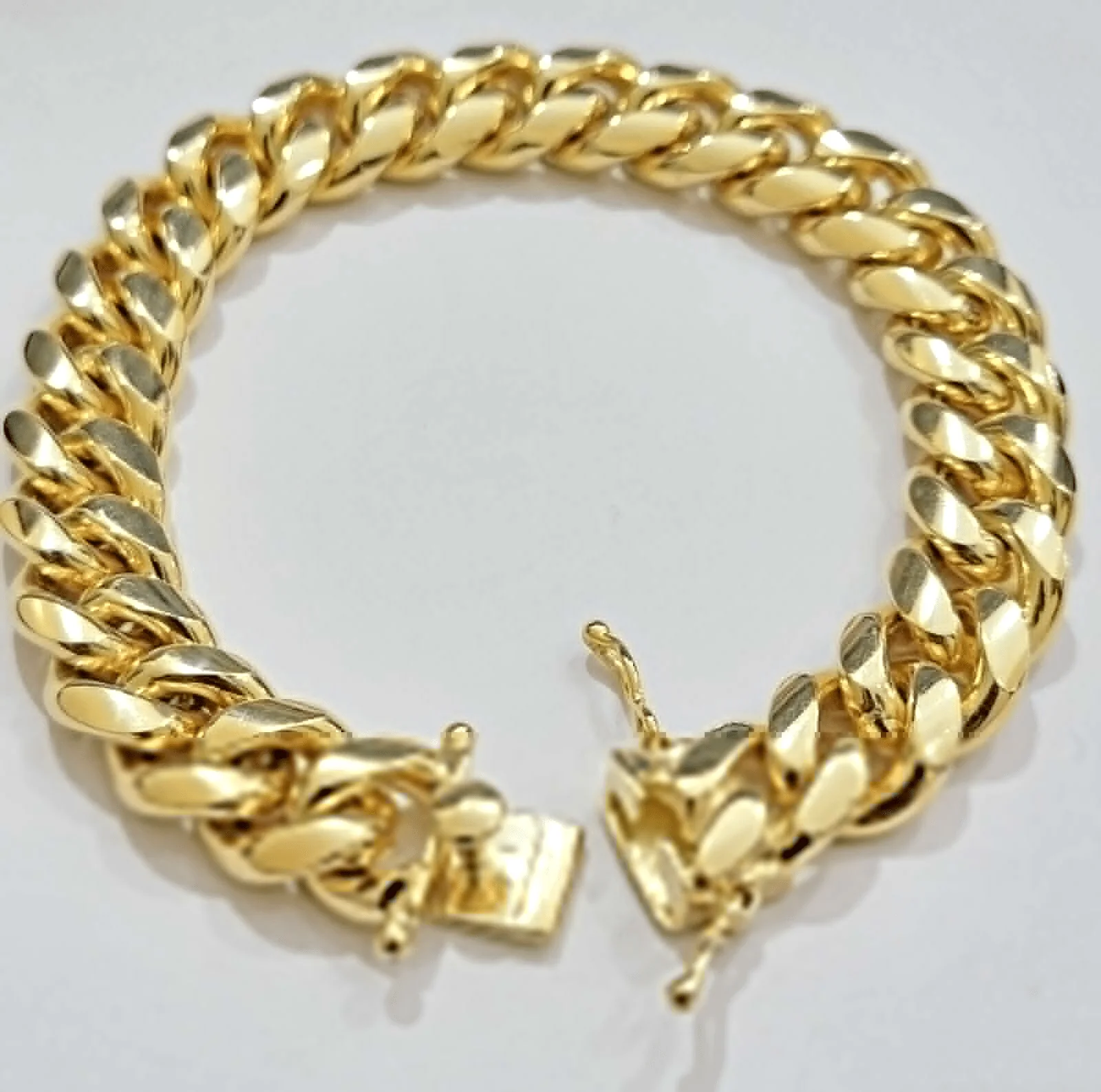 Solid 10k Gold Bracelet 12mm Miami Cuban Link 9 Inch Box Clasp Mens REAL 10KT - Image 5