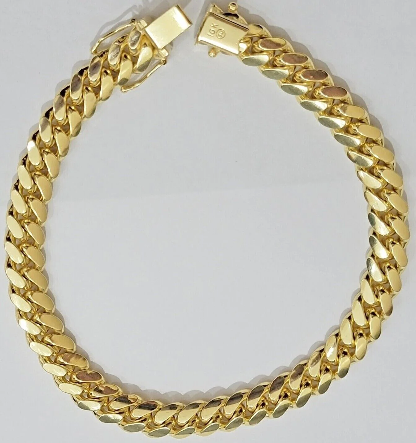 Solid 10k Gold Bracelet 8mm Miami Cuban Link 8" long Box Clasp 10kt Yellow, REAL - Image 2