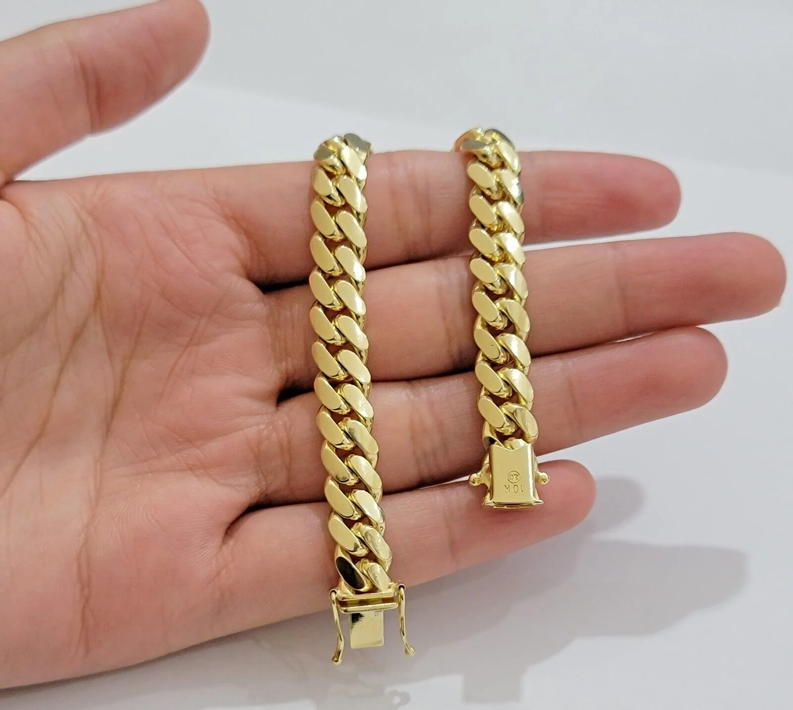 Solid 10k Gold Bracelet 8mm Miami Cuban Link 9" Inch Box Clasp SOLID LINKS, Mens - Image 5