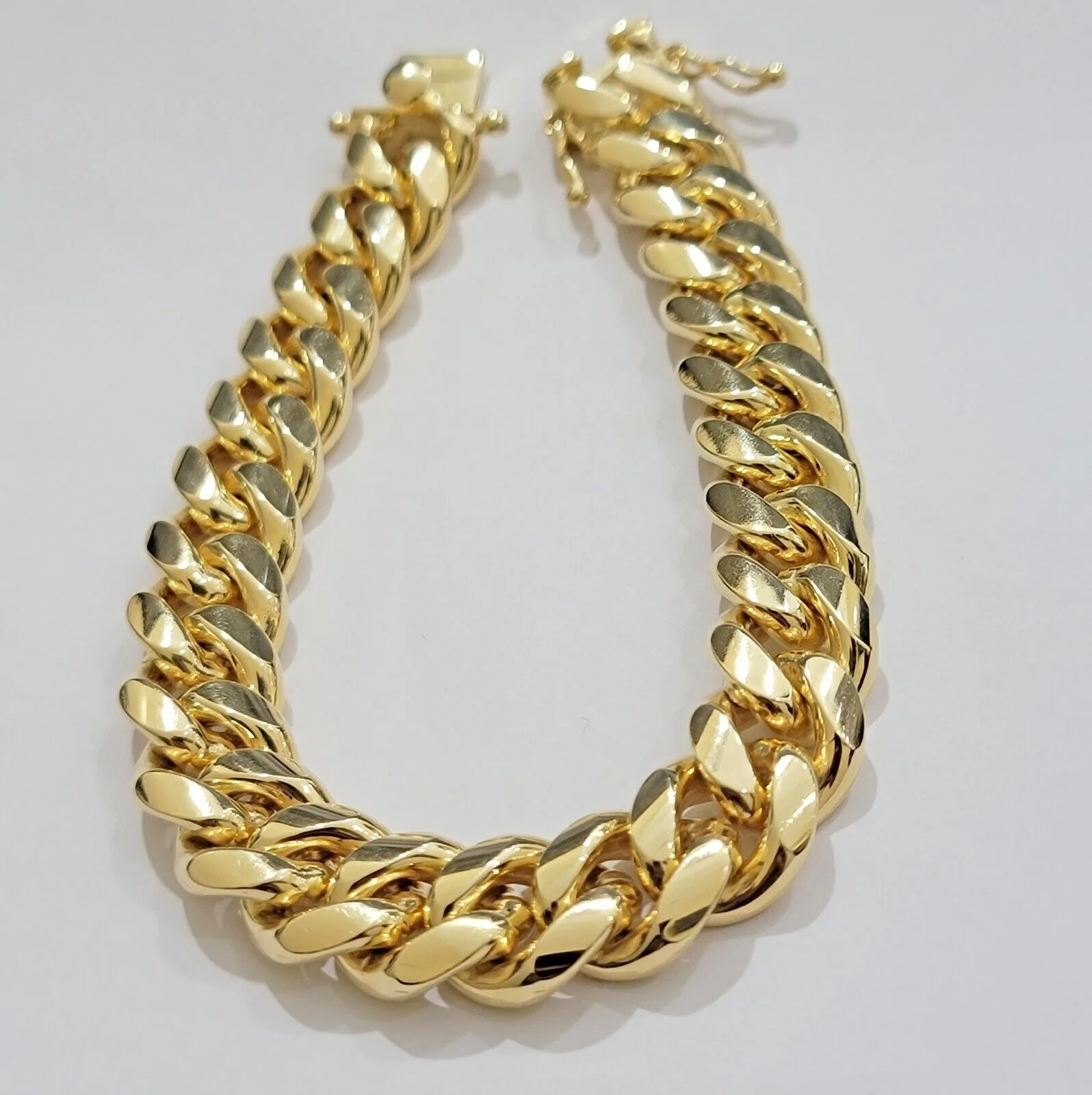 Solid 10k Gold Bracelet Miami Cuban Link 12mm 8" Inch Box Clasp SOLID LINK, Mens - Image 2