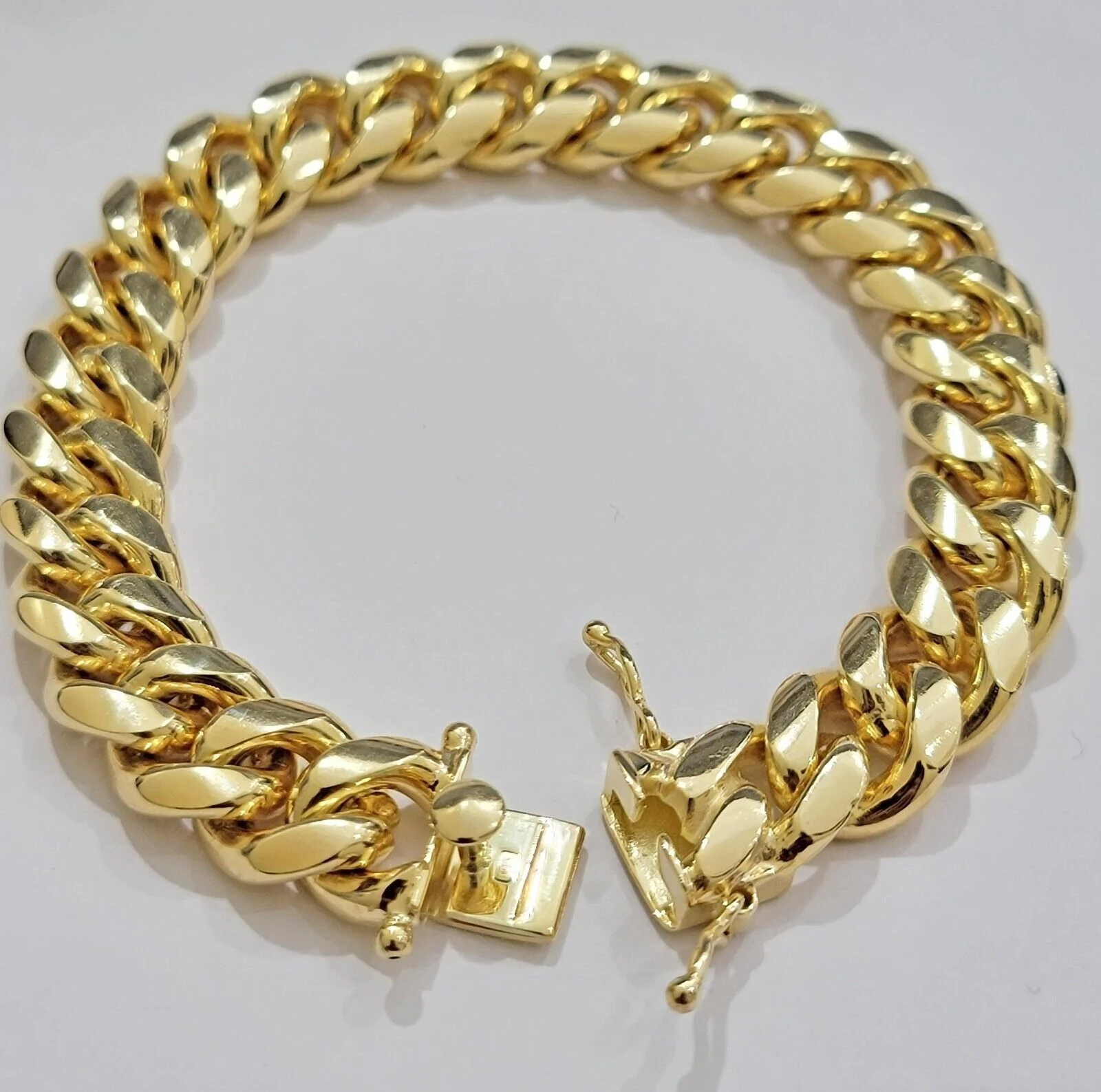 Solid 10k Gold Bracelet Miami Cuban Link 12mm 8" Inch Box Clasp SOLID LINK, Mens - Image 3