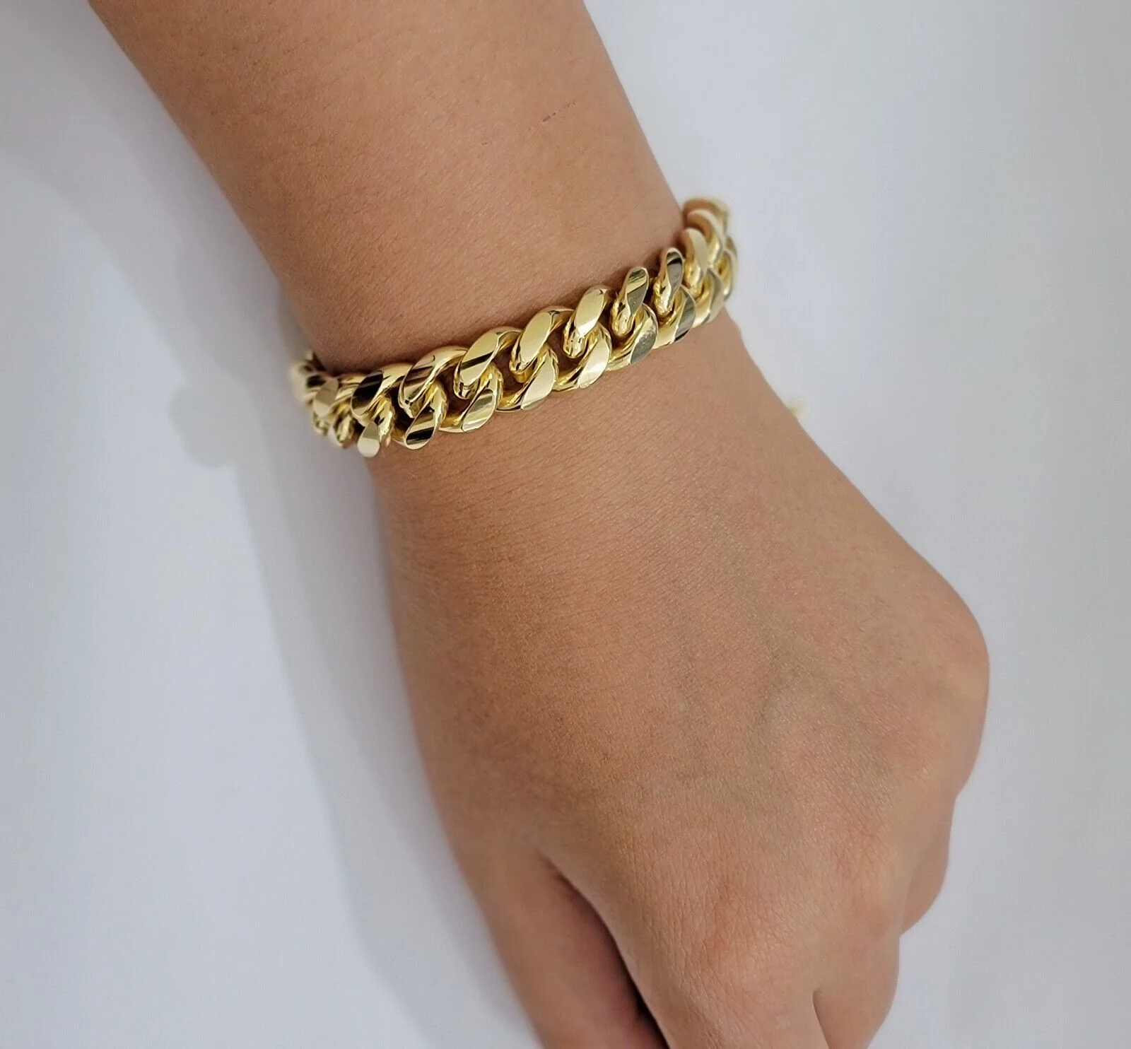 Solid 10k Gold Bracelet Miami Cuban Link 12mm 8" Inch Box Clasp SOLID LINK, Mens - Image 4