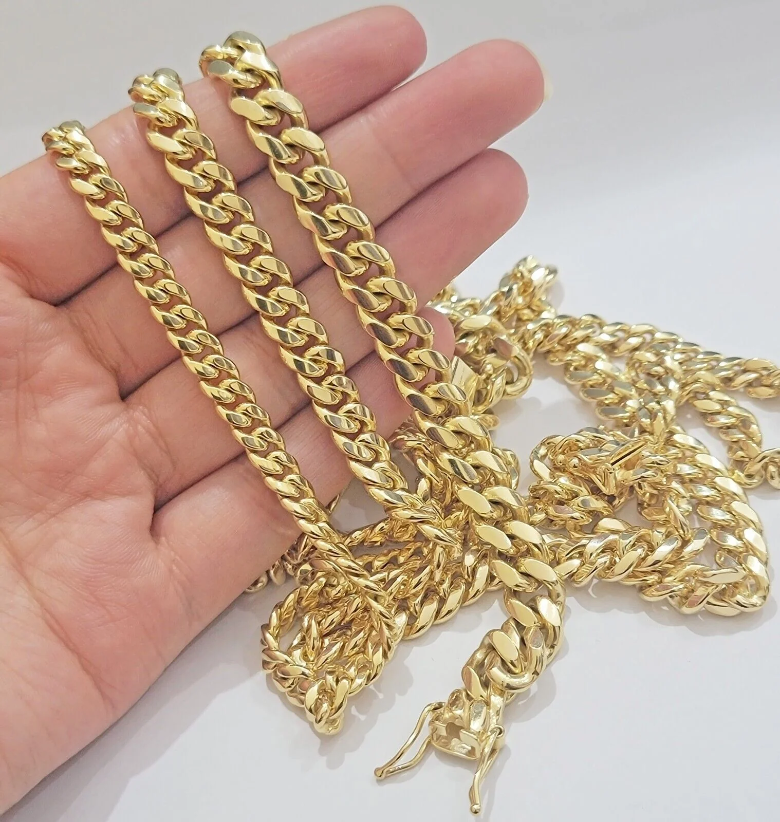 Solid 10k Gold Chain Miami Cuban Link Necklace 5-8mm 18-30" 10kt Men, Women REAL - Image 2