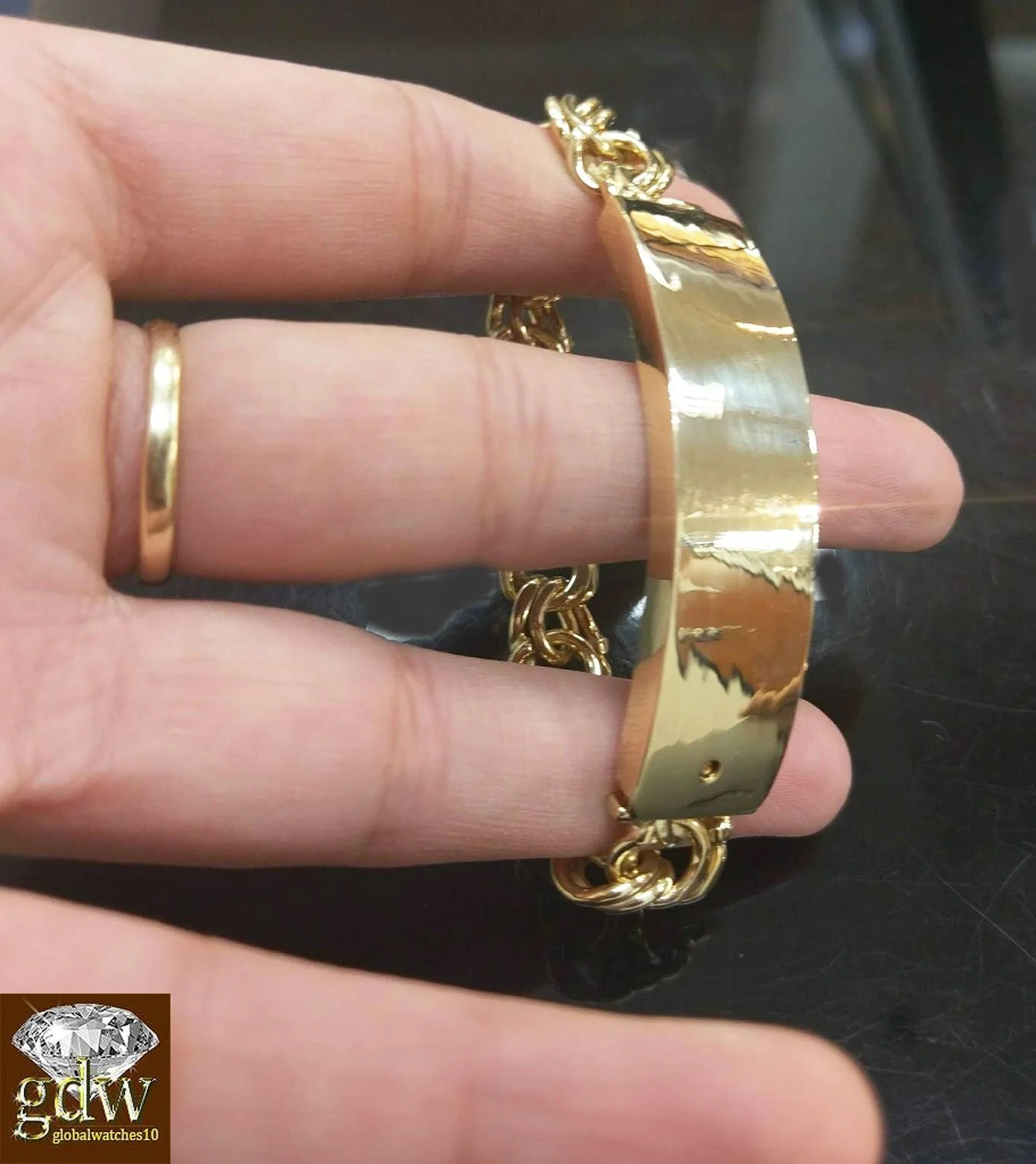 Solid 10k Gold Chino ID Bracelet Size 7.5" Inch Box - Image 2
