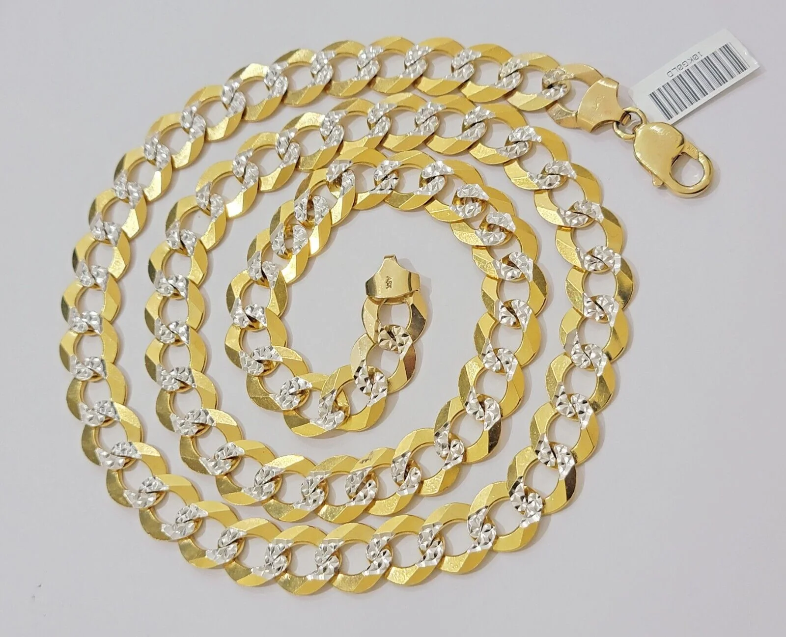 Solid 10k Gold Cuban Curb Link Necklace 12.5mm 24 Inch Chain Mens Diamond Cuts - Image 4