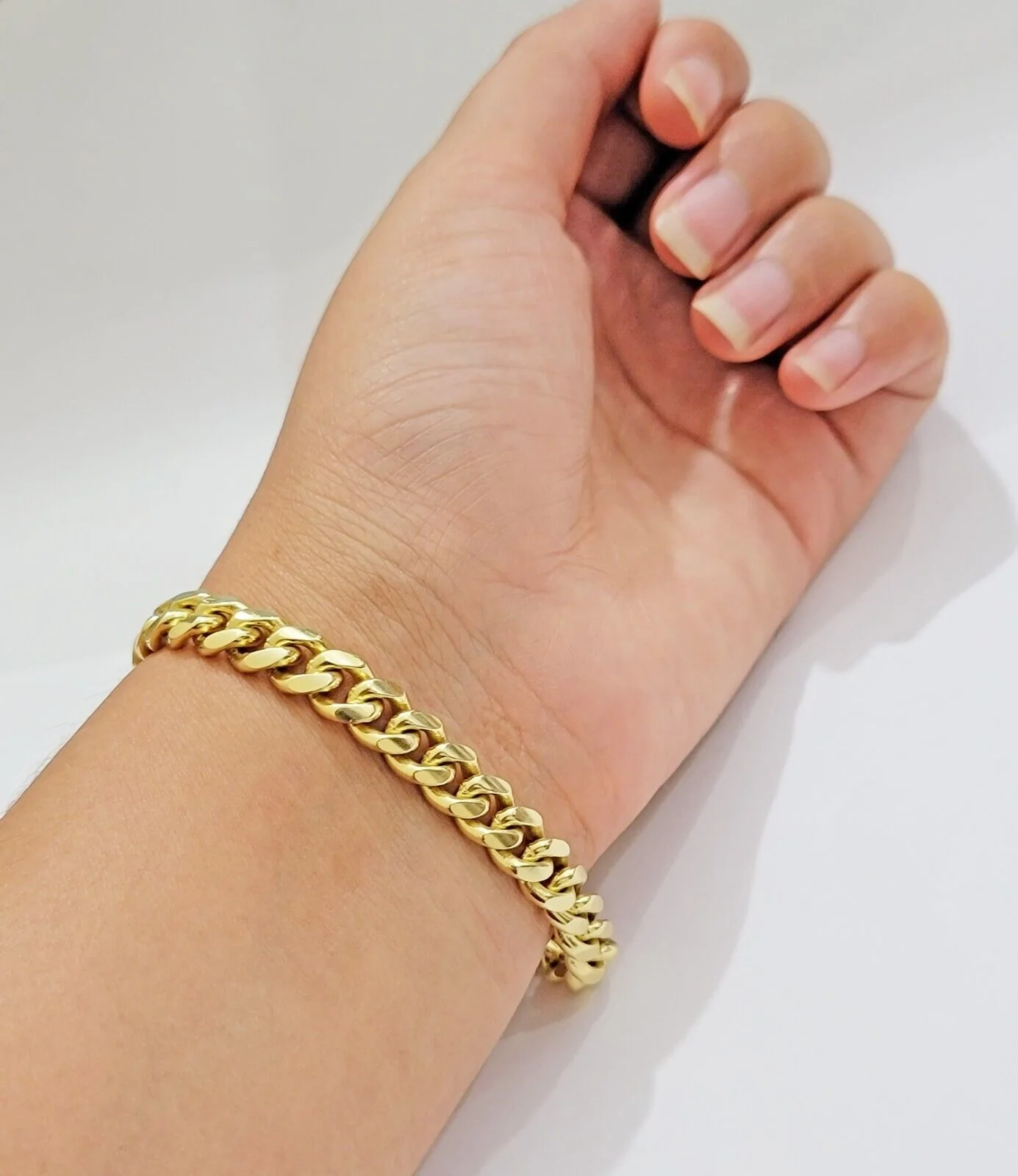 Solid 10k Gold Cuban Link Bracelet 8mm 7" Miami Cuben REAL 10kt Yellow Gold Mens - Image 2