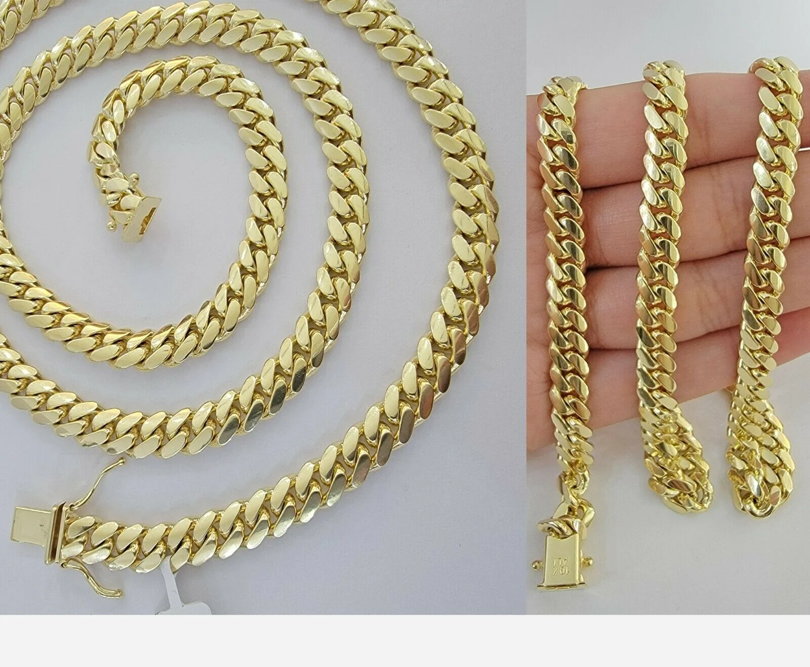 Solid 10k Gold Cuban Link Necklace 20" 7mm Chain Box Lock Real 10k Yellow Choker - Image 5