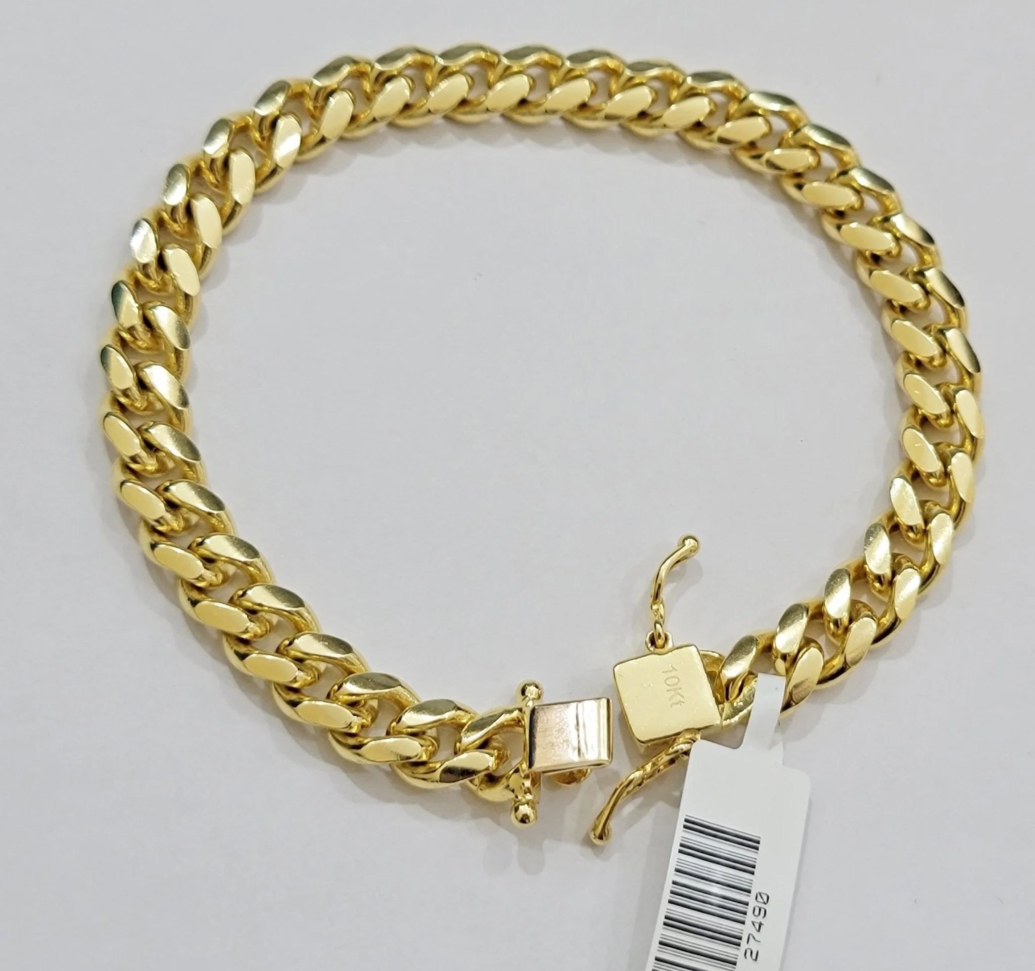 Solid 10k Gold Miami Cuban Link Bracelet 7MM 7.5" 8" 8.5" 9" REAL 10kt Gold Mens - Image 2