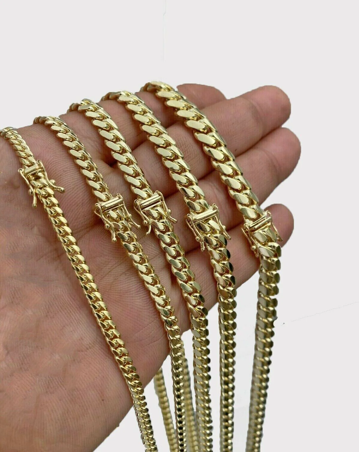 Solid 10k Gold Chain Miami Cuban link Necklace 4mm-8mm & 20"- 28" For Men - Image 2