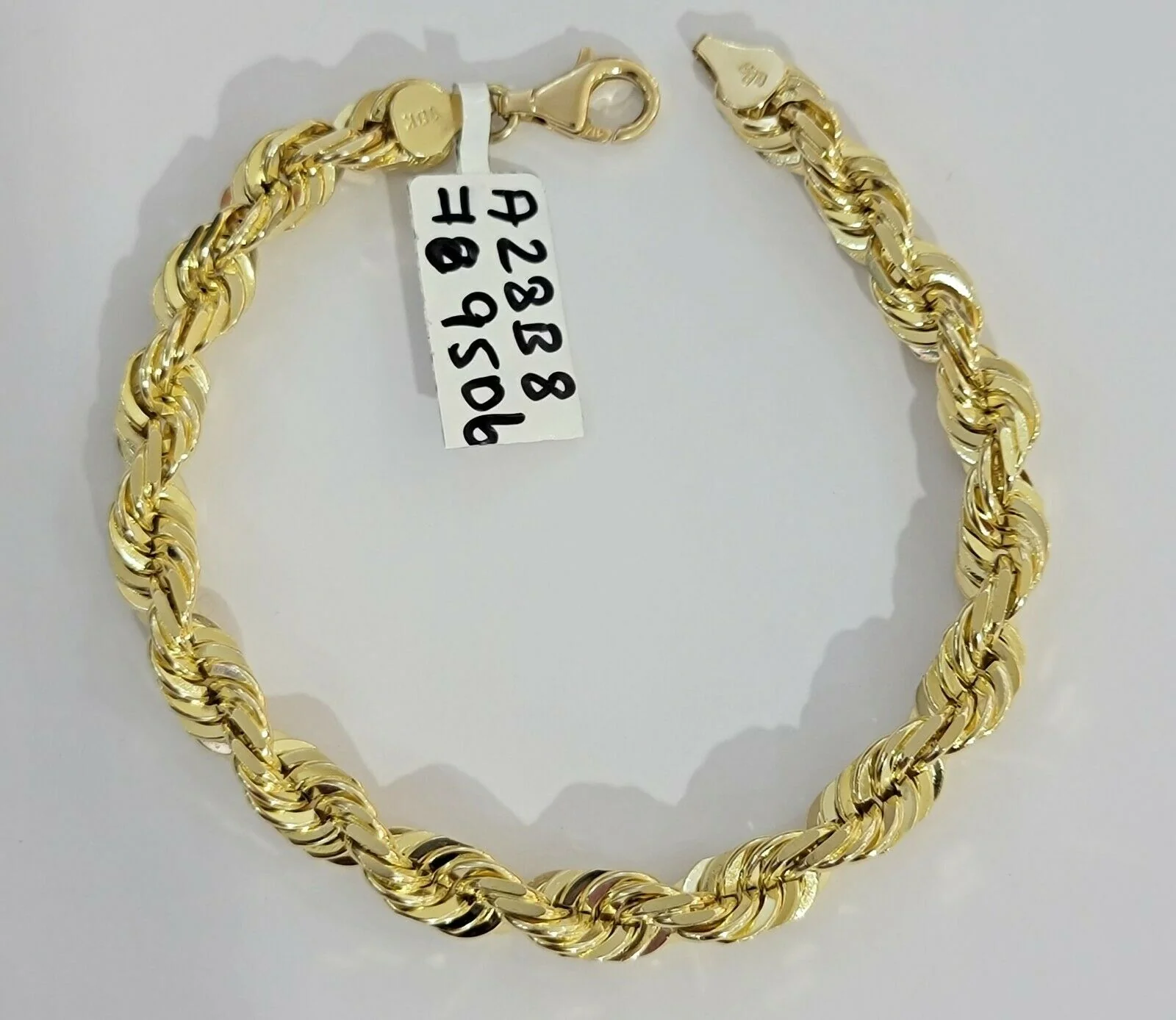 Solid 10k Real Gold Rope Bracelet 7mm 8" Inch 10kt Yellow Gold STRONG & HEAVY - Image 3