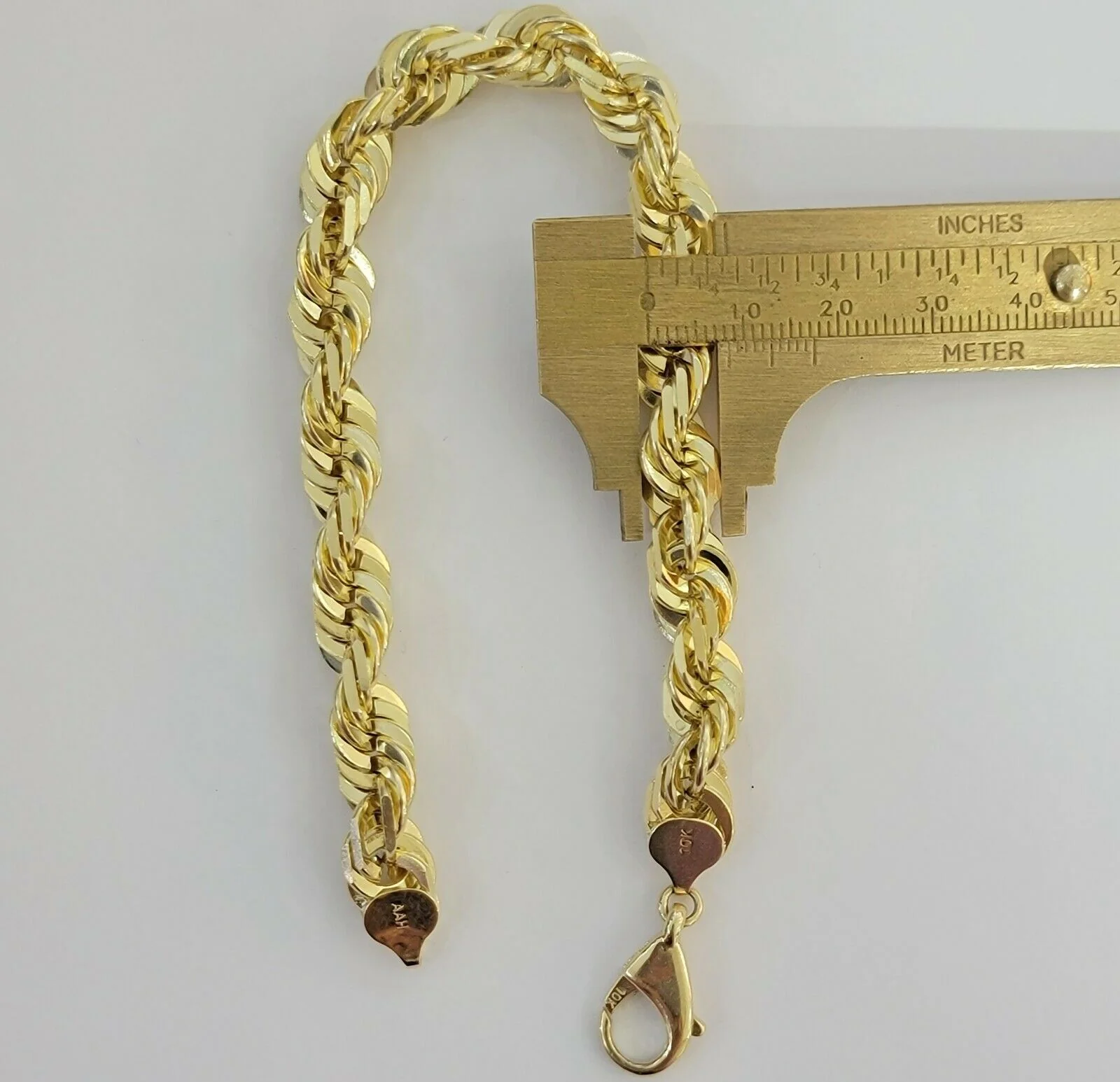 Solid 10k Real Gold Rope Bracelet Mens 10mm 8" Inch 10kt Yellow Gold THICK&HEAVY - Image 5
