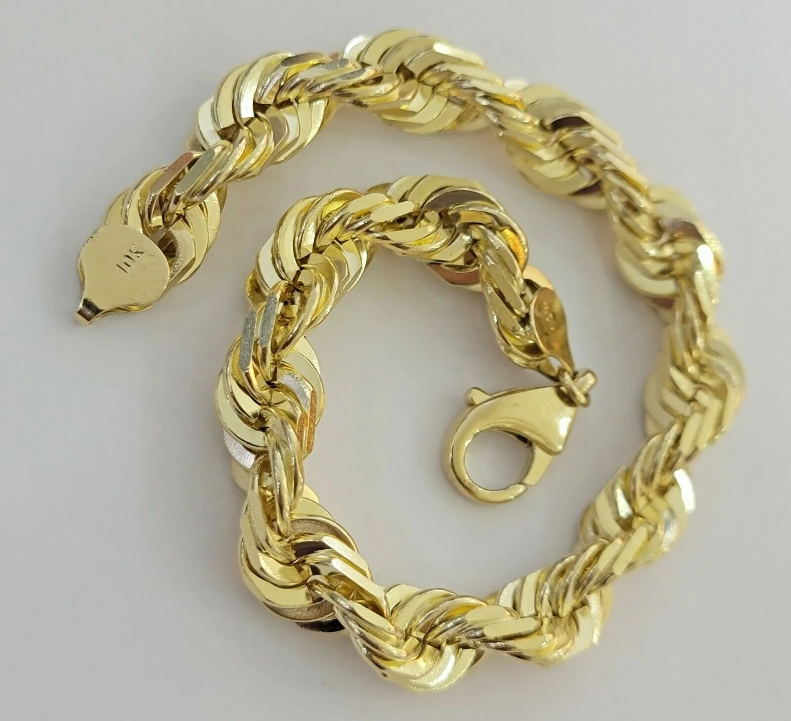 Solid 10k Real Gold Rope Bracelet Mens 10mm 8" Inch 10kt Yellow Gold THICK&HEAVY - Image 6