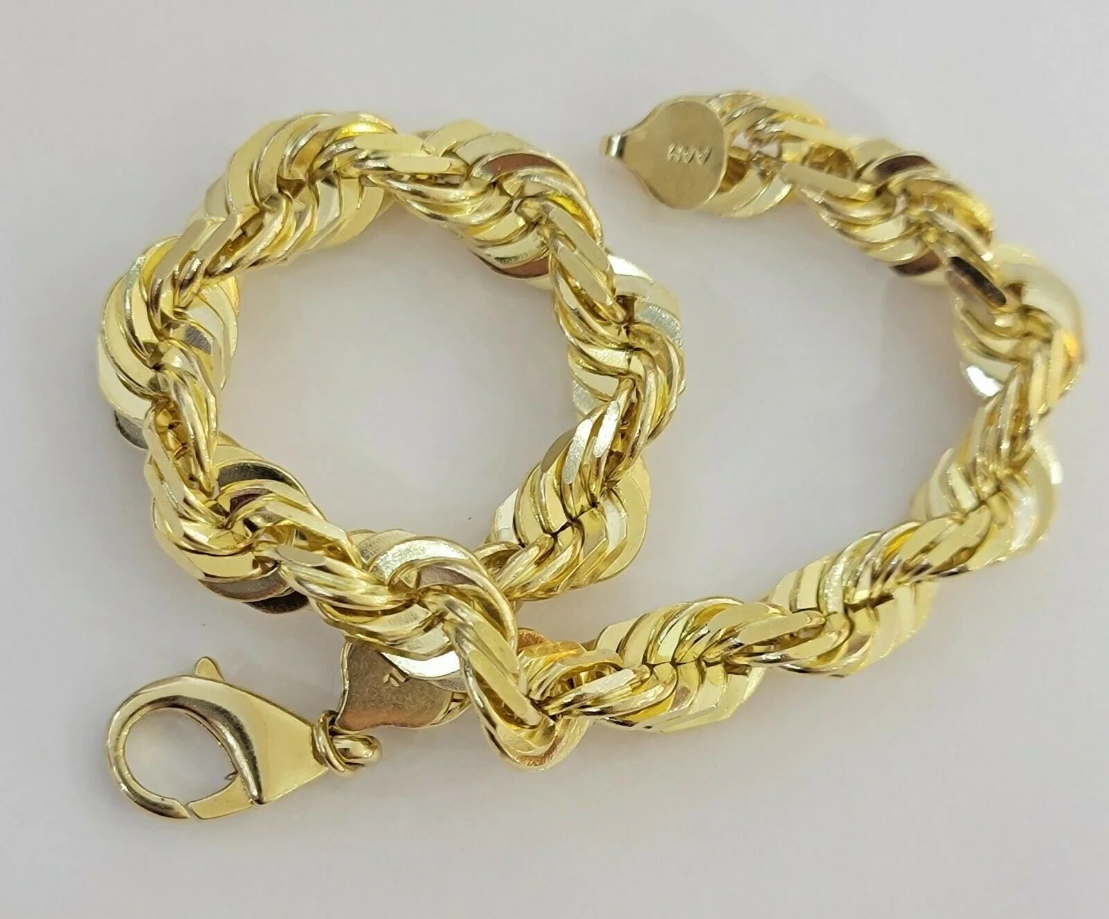 Solid 10k Real Gold Rope Bracelet Mens 10mm 9" Inch 10kt Yellow Gold THICK&HEAVY - Image 3