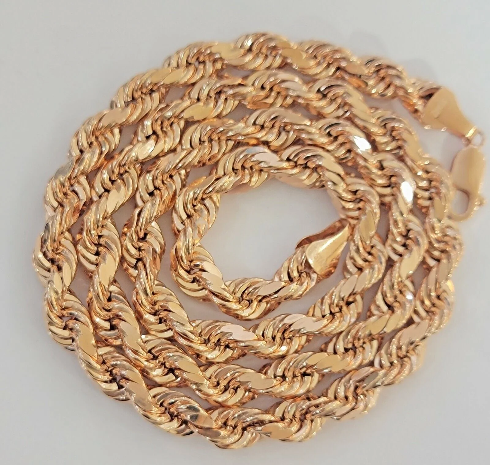 Solid 10k Rose Gold Rope Necklace Mens 8mm 22" Inch Long Heavy Solid 10kt - Image 2