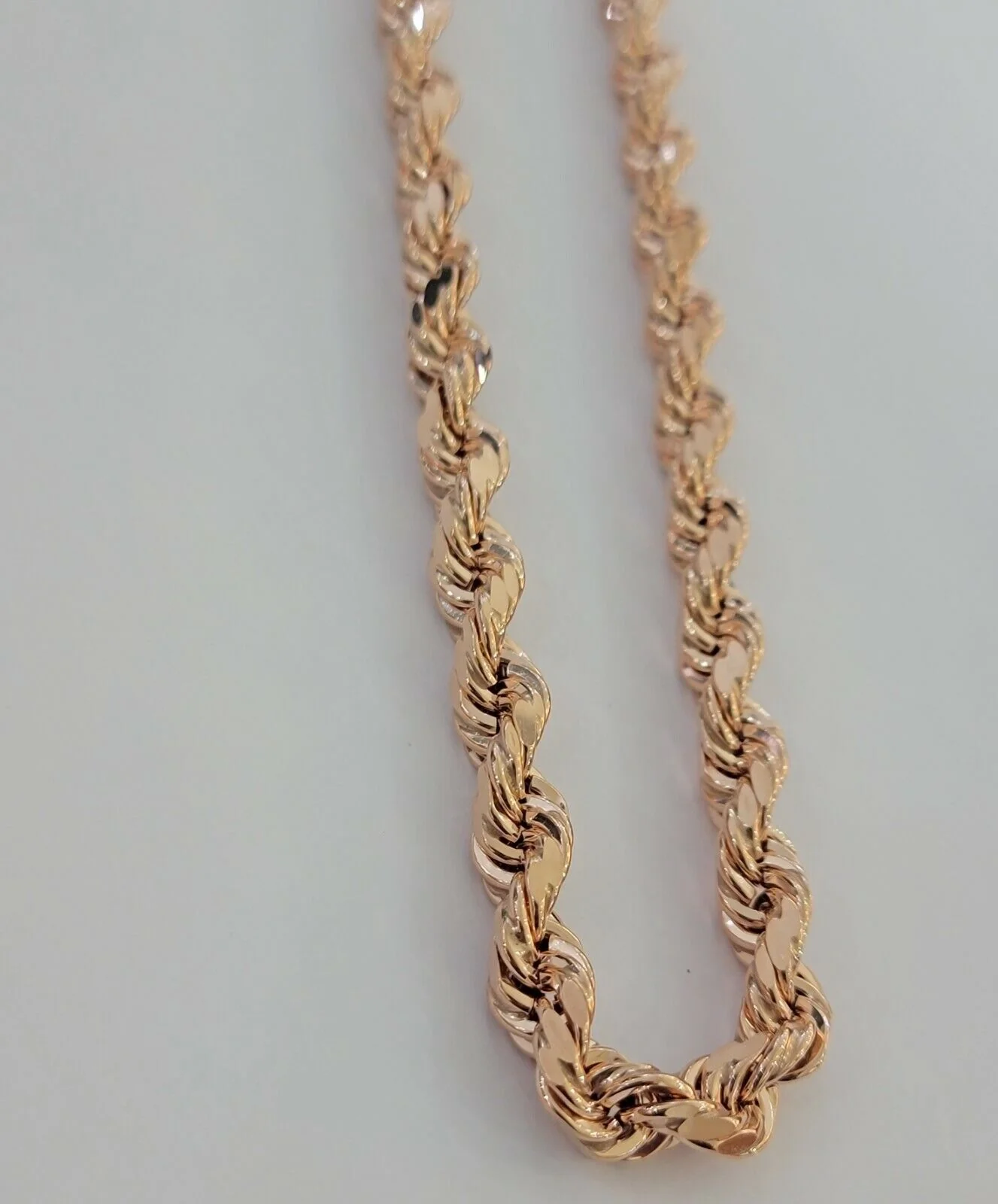 Solid 10k Rose Gold Rope Necklace Mens 8mm 22" Inch Long Heavy Solid 10kt - Image 6