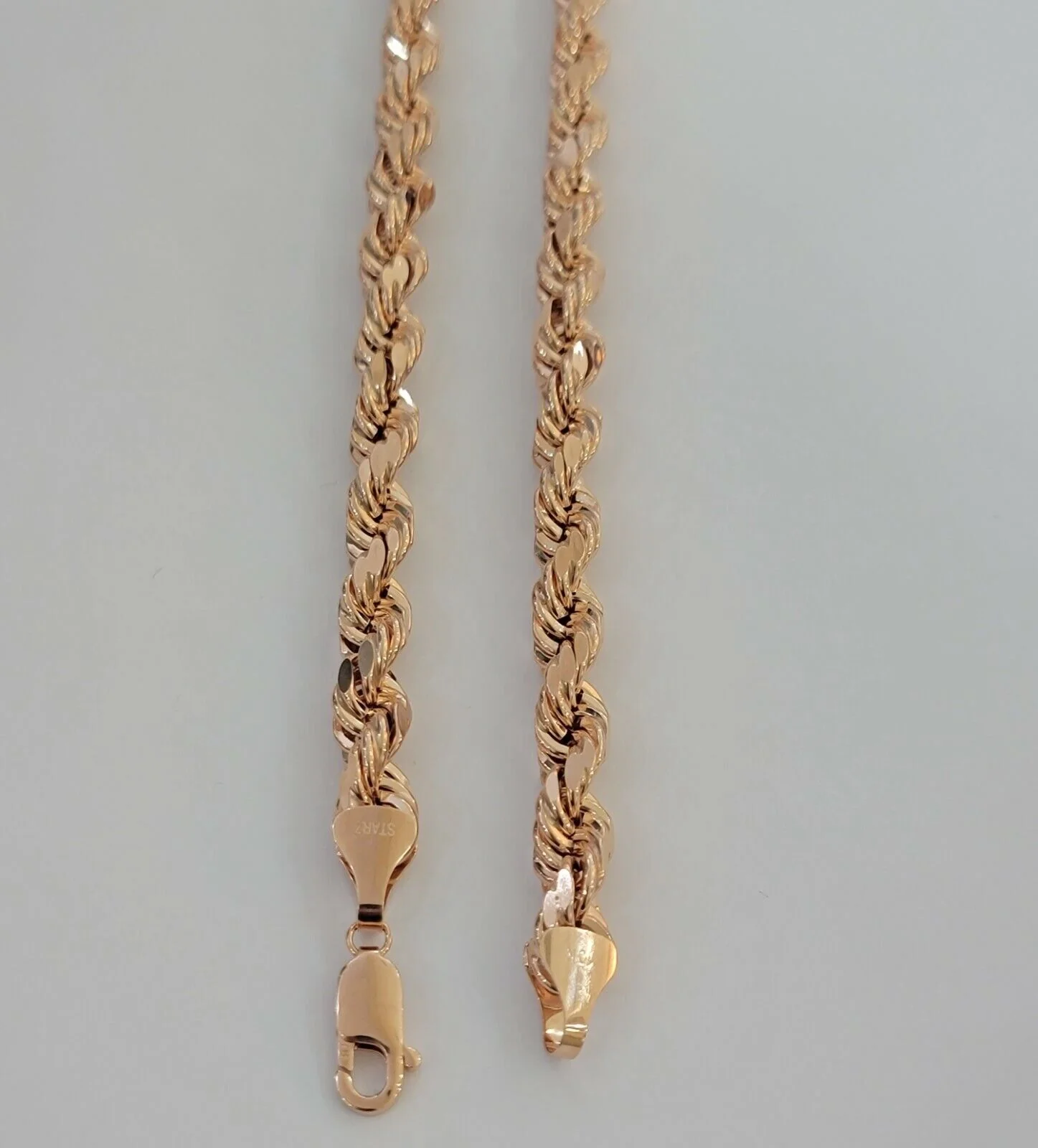 Solid 10k Rose Gold Rope Necklace Mens 8mm 22" Inch Long Heavy Solid 10kt - Image 8