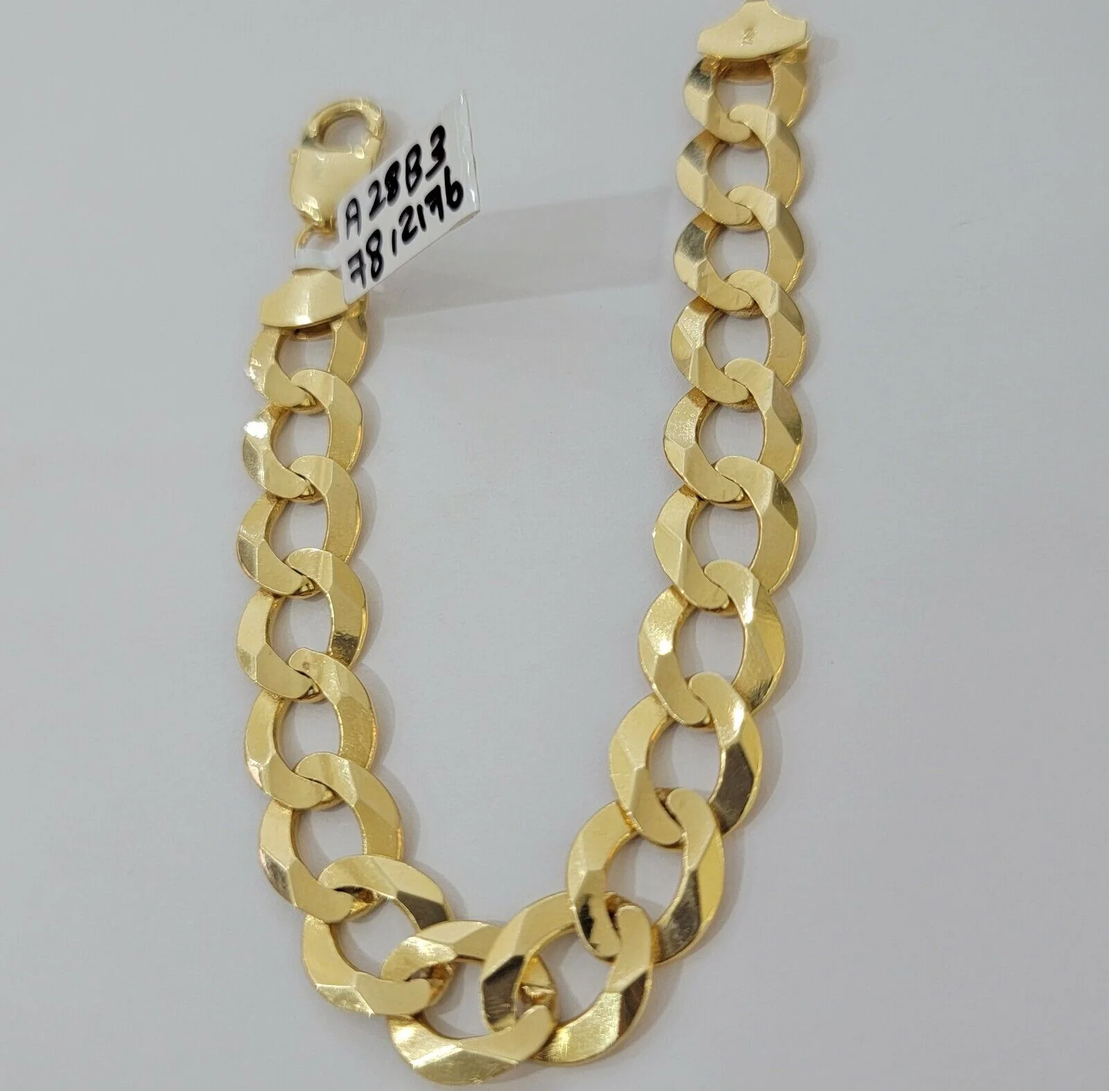 Solid 10k Yellow Gold Cuban Curb link Bracelet 8" 13mm Real 10kt Real Gold Sale - Image 4