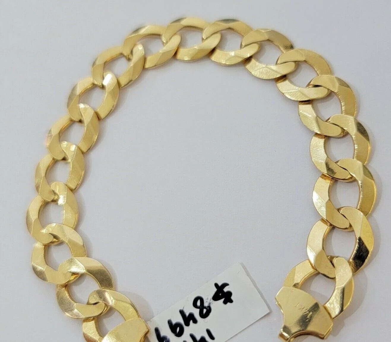 Solid 10k Yellow Gold Cuban Curb link Bracelet 9" 13mm Real 10kt Real Gold Sale - Image 2