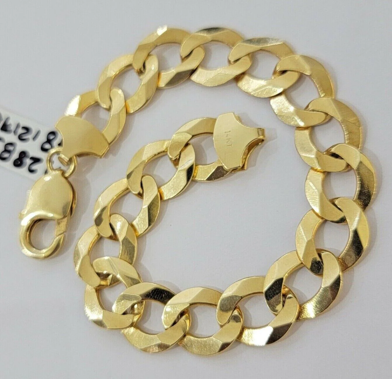 Solid 10k Yellow Gold Cuban Curb link Bracelet 9" 13mm Real 10kt Real Gold Sale - Image 3