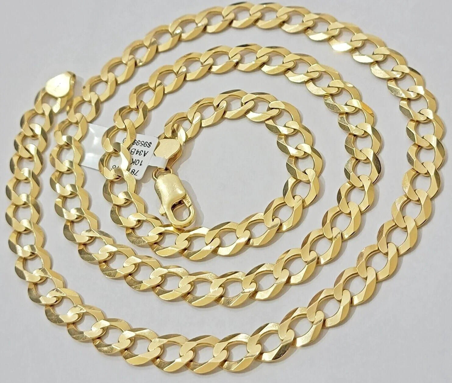 Solid 10K Yellow Gold Cuban Curb Link Chain Necklace 9mm 22 Inch Mens, Real 10kt - Image 5