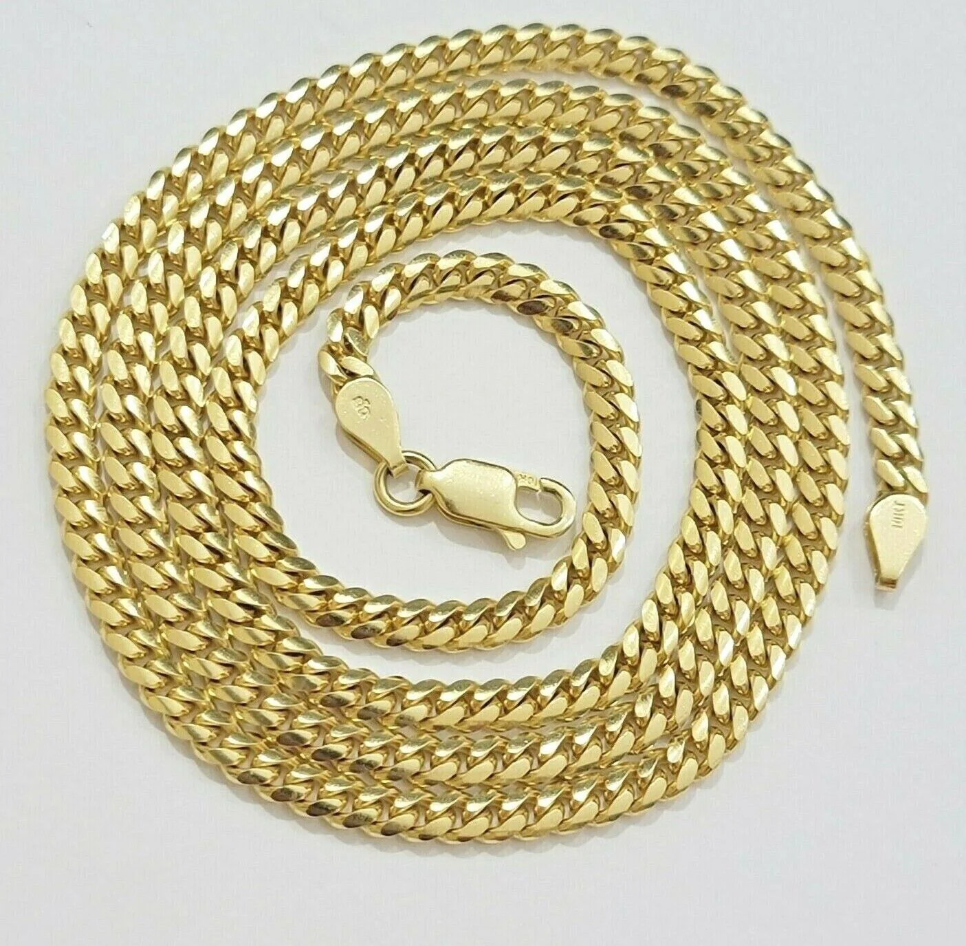Solid 10k Yellow Gold Cuban link Chain & Nugget Charm Pendant Necklace 4mm 26 Inch - Image 2