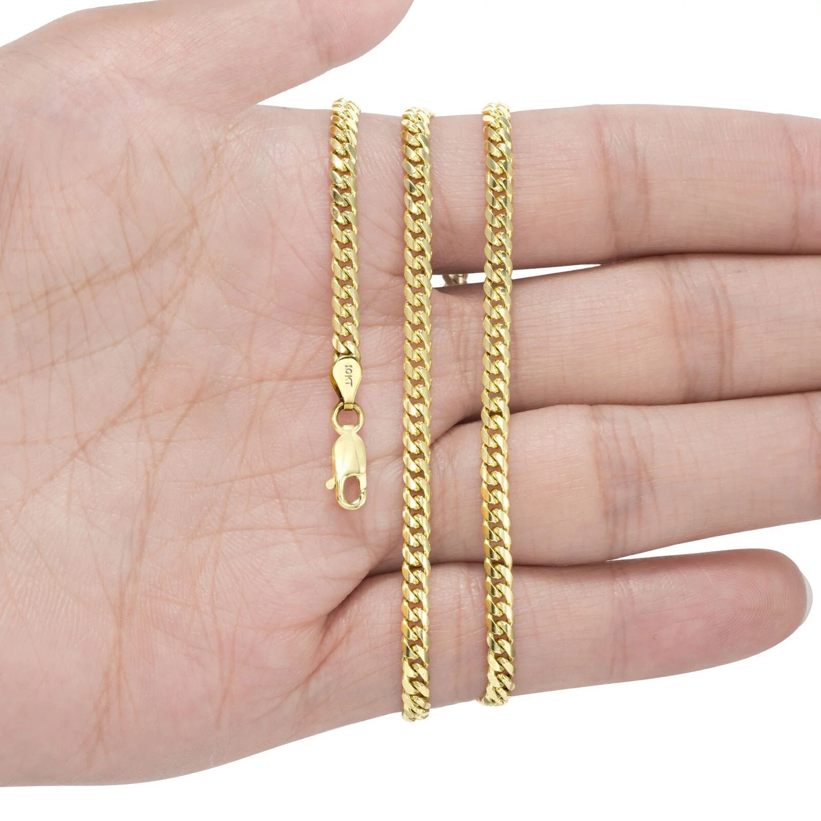 Solid 10k Yellow Gold Cuban link Chain & Nugget Charm Pendant Necklace 4mm 26 Inch - Image 5