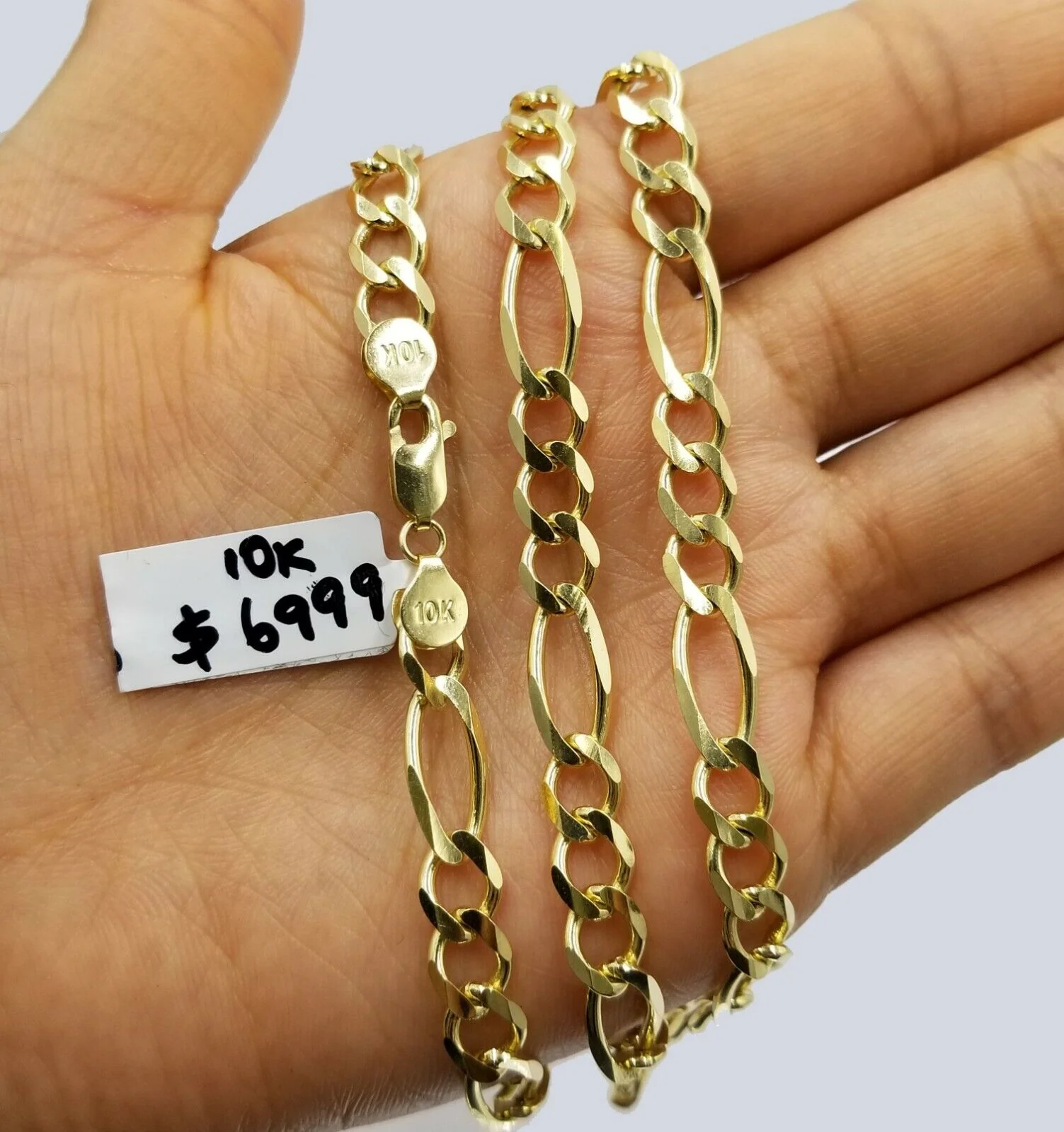Solid 10k Yellow Gold Figaro Link Chain 7mm 22" Heavy Necklace Men Women REAL - Image 2
